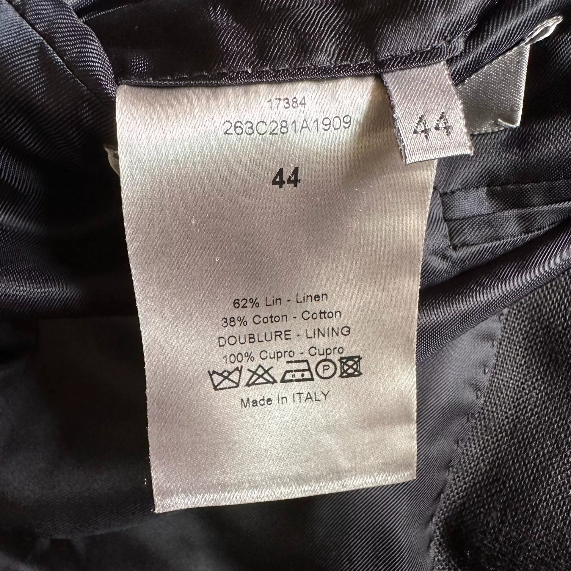 Dior Black Linen Peak Lapel Jacket — label