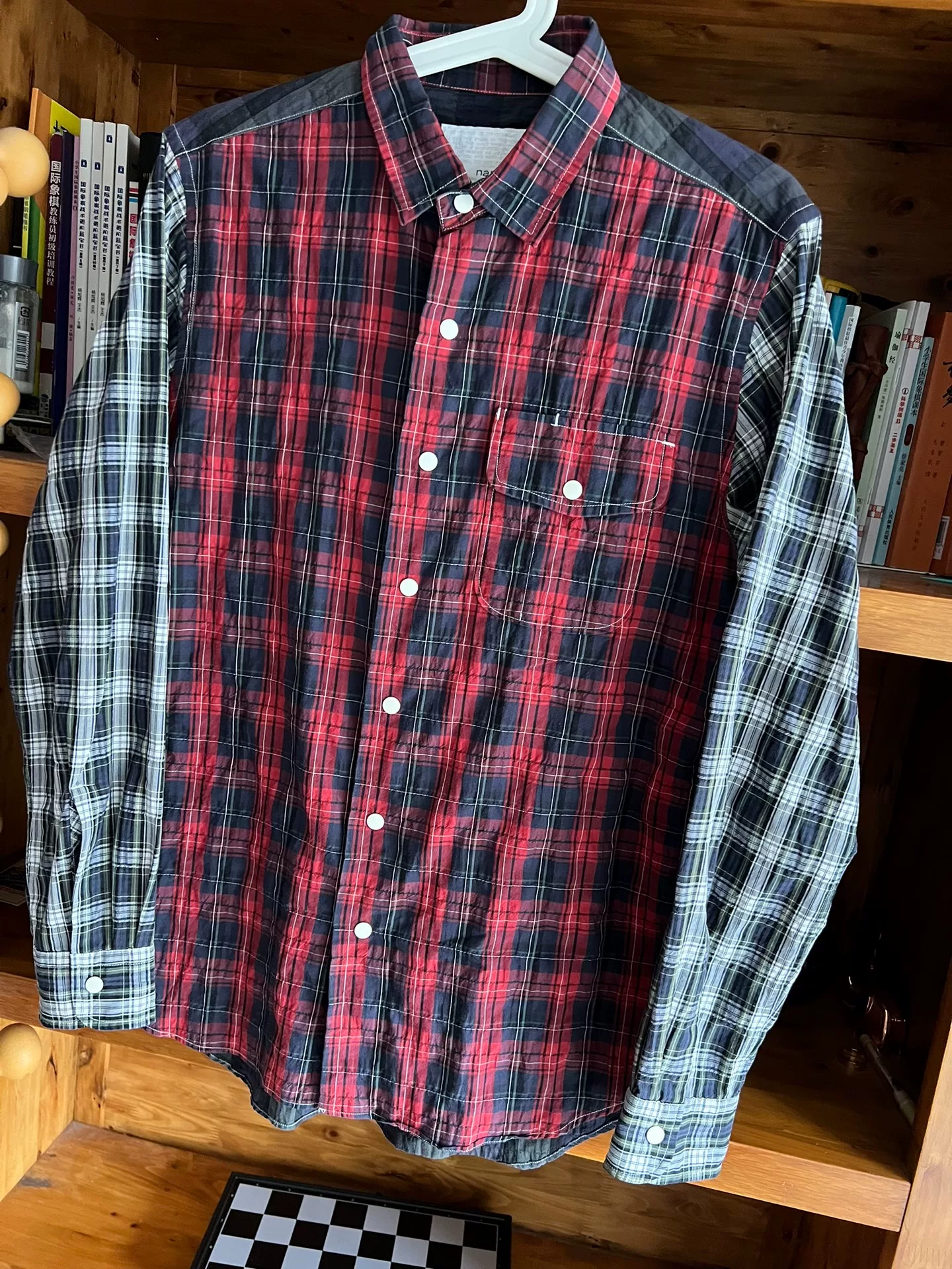 Nanamica Plaid Patchwork Long Sleeve Jacket — detail