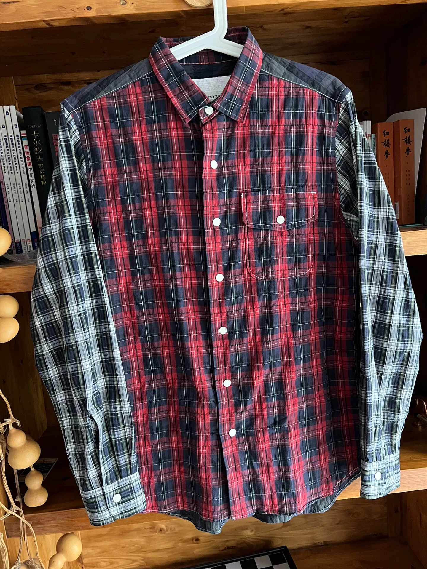 Nanamica Plaid Patchwork Long Sleeve Jacket — front