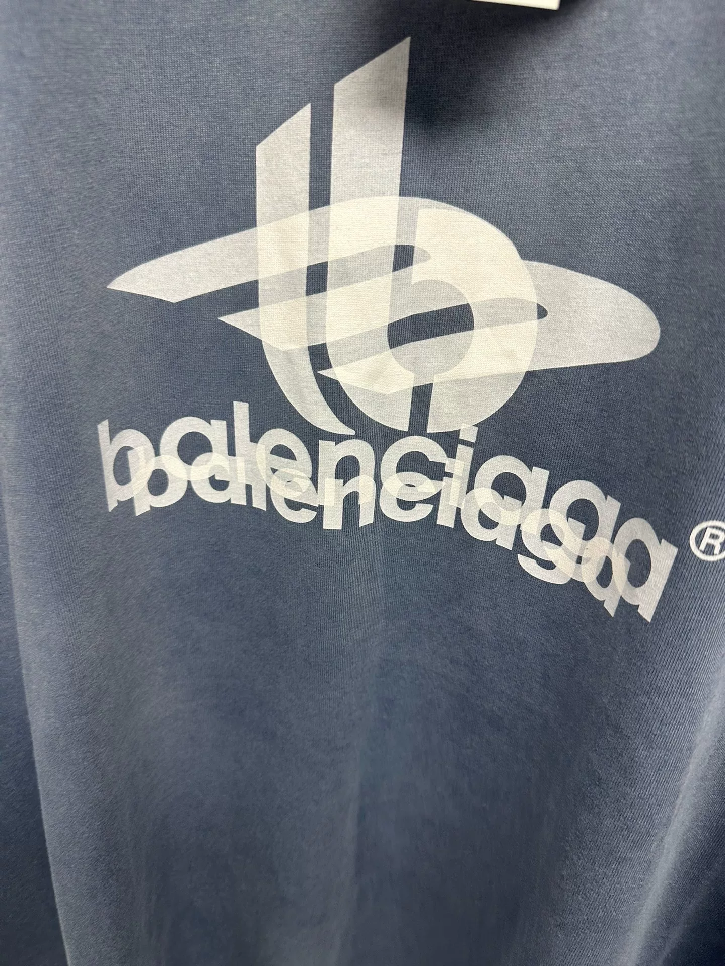 Balenciaga Overlapping Logo Short-Sleeve T-Shirt — detail