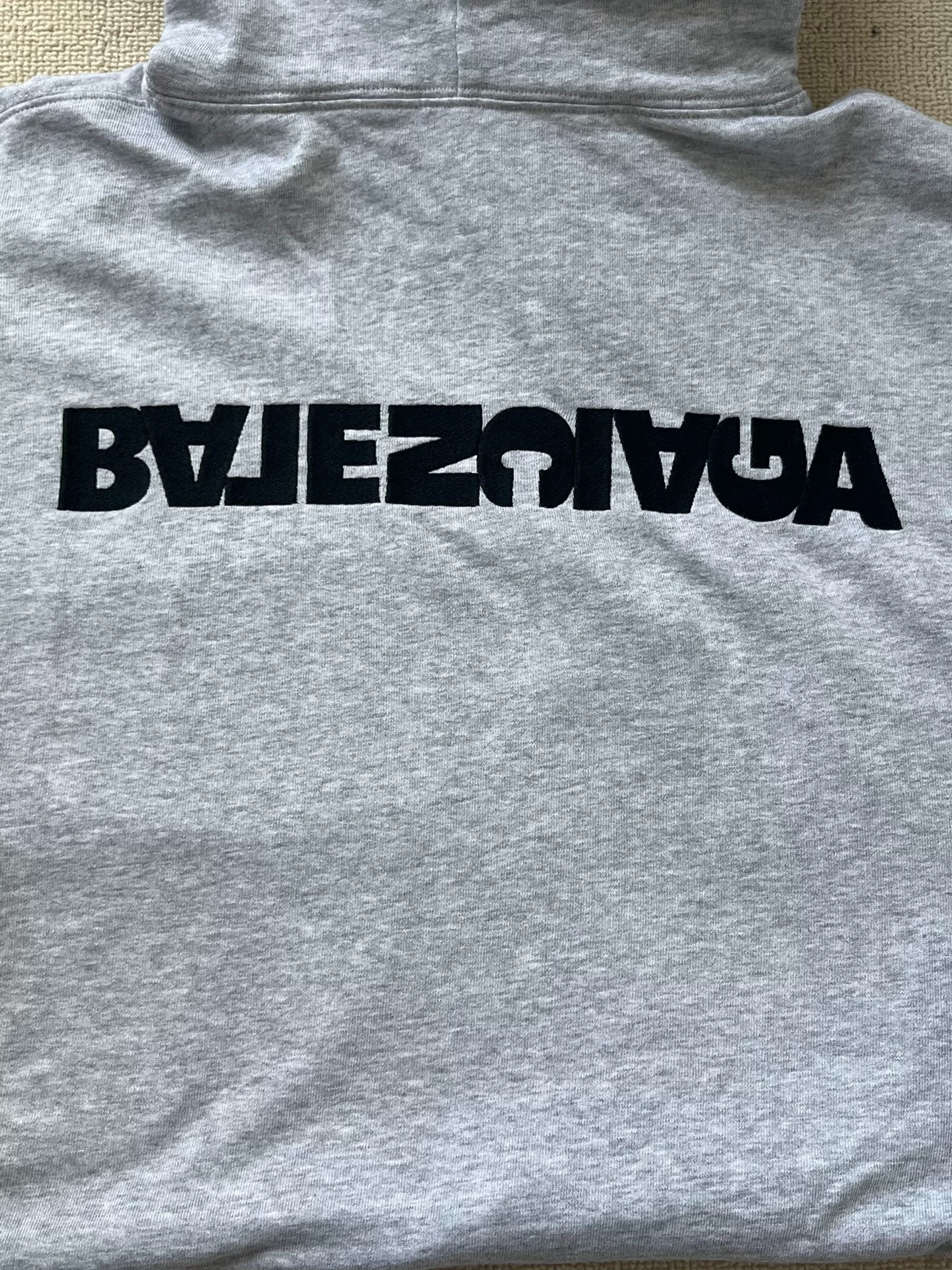 Balenciaga Gray Inverted Logo Hoodie — detail