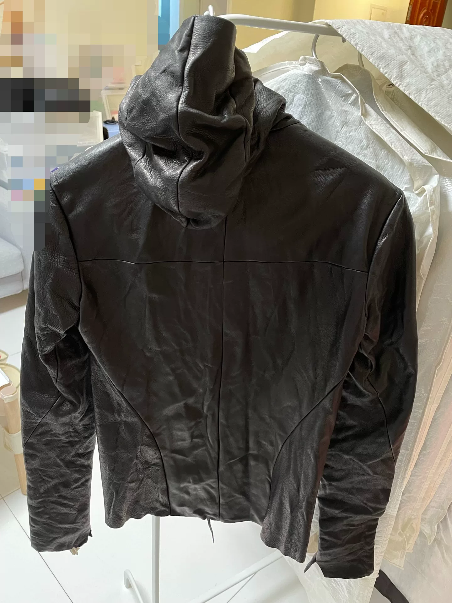 M.A+ Black Leather Aviator Jacket — front