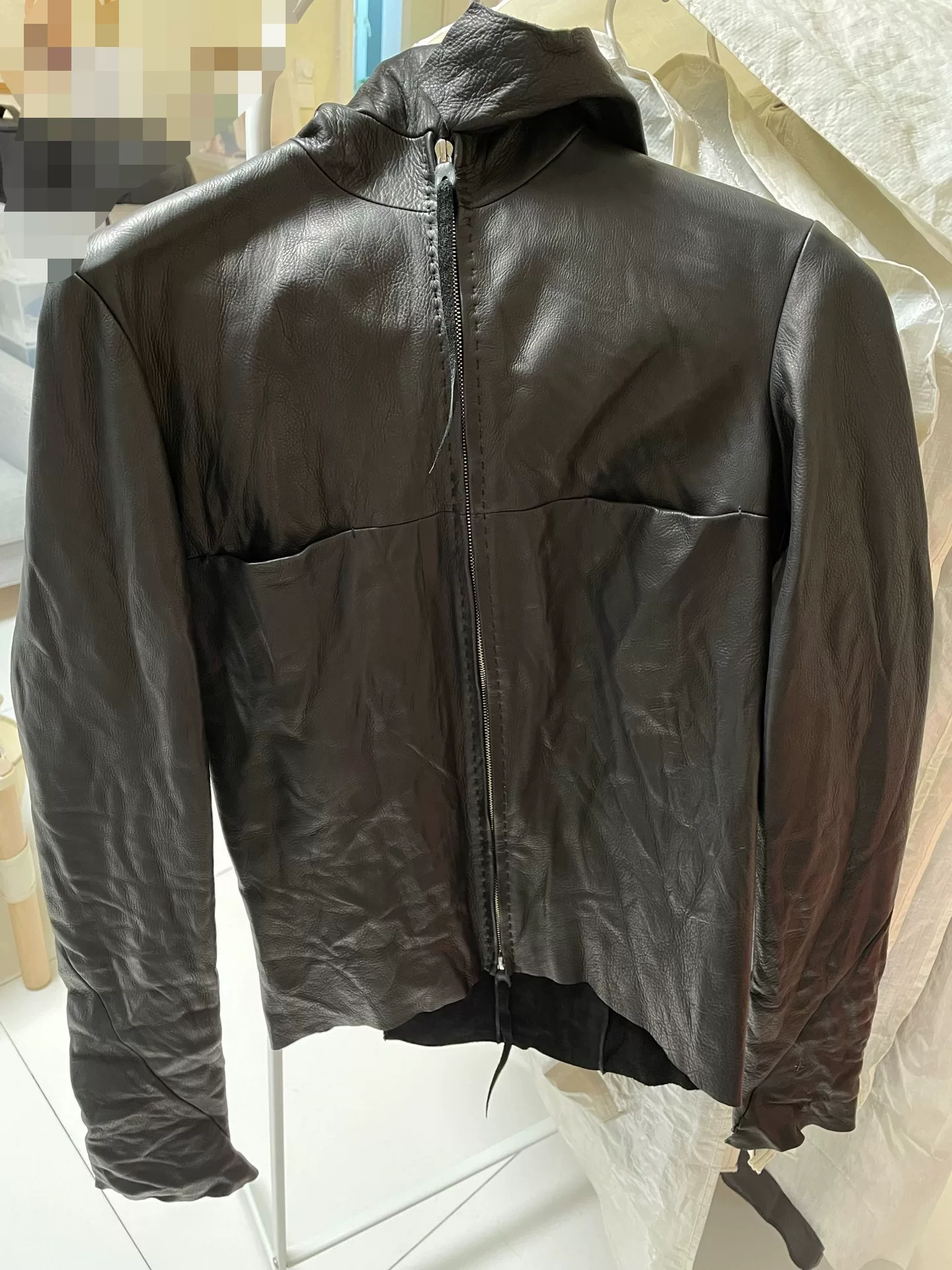M.A+ Black Leather Aviator Jacket
