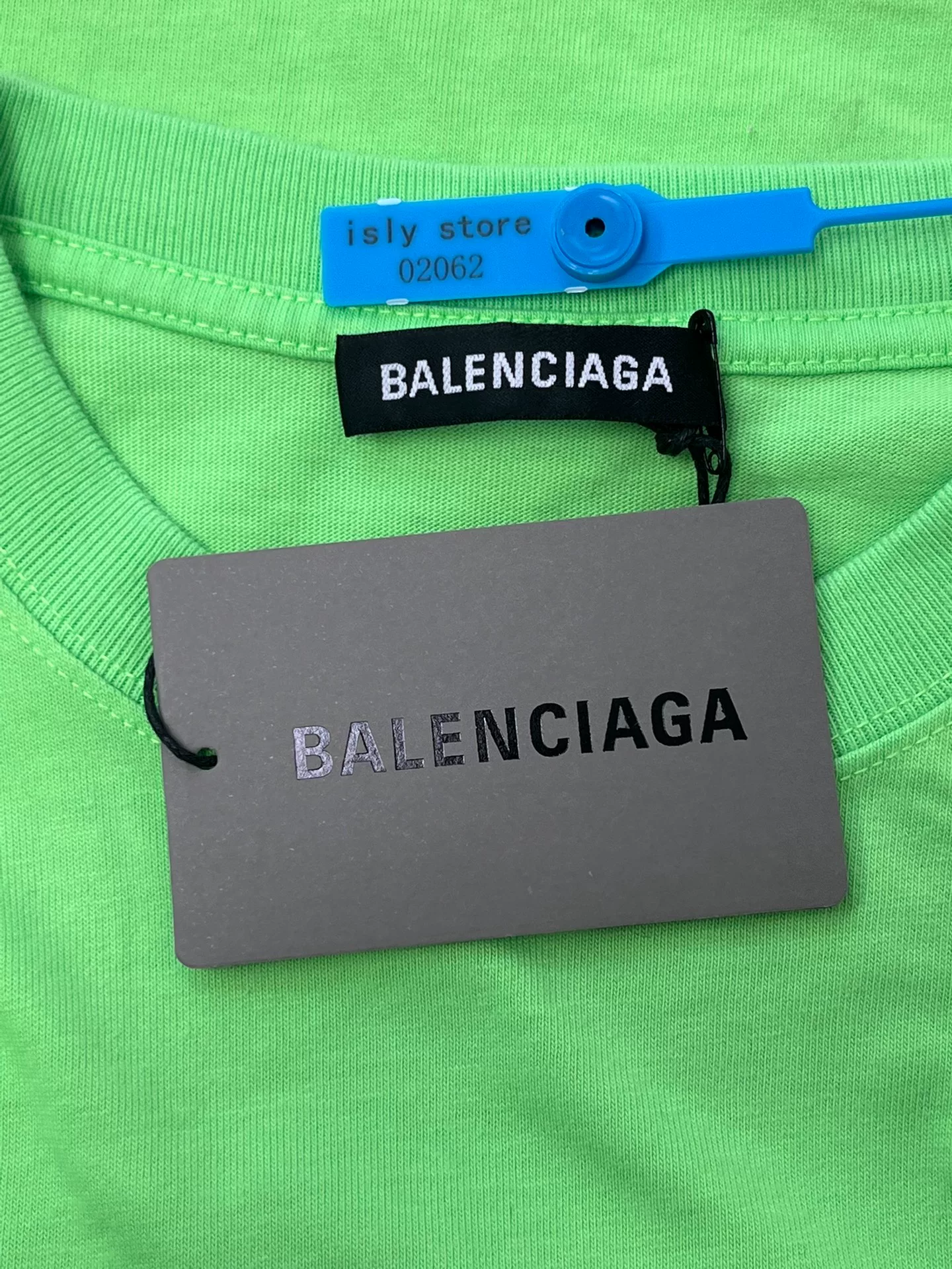 Balenciaga WFP Neon Green Short-Sleeve Tee — detail
