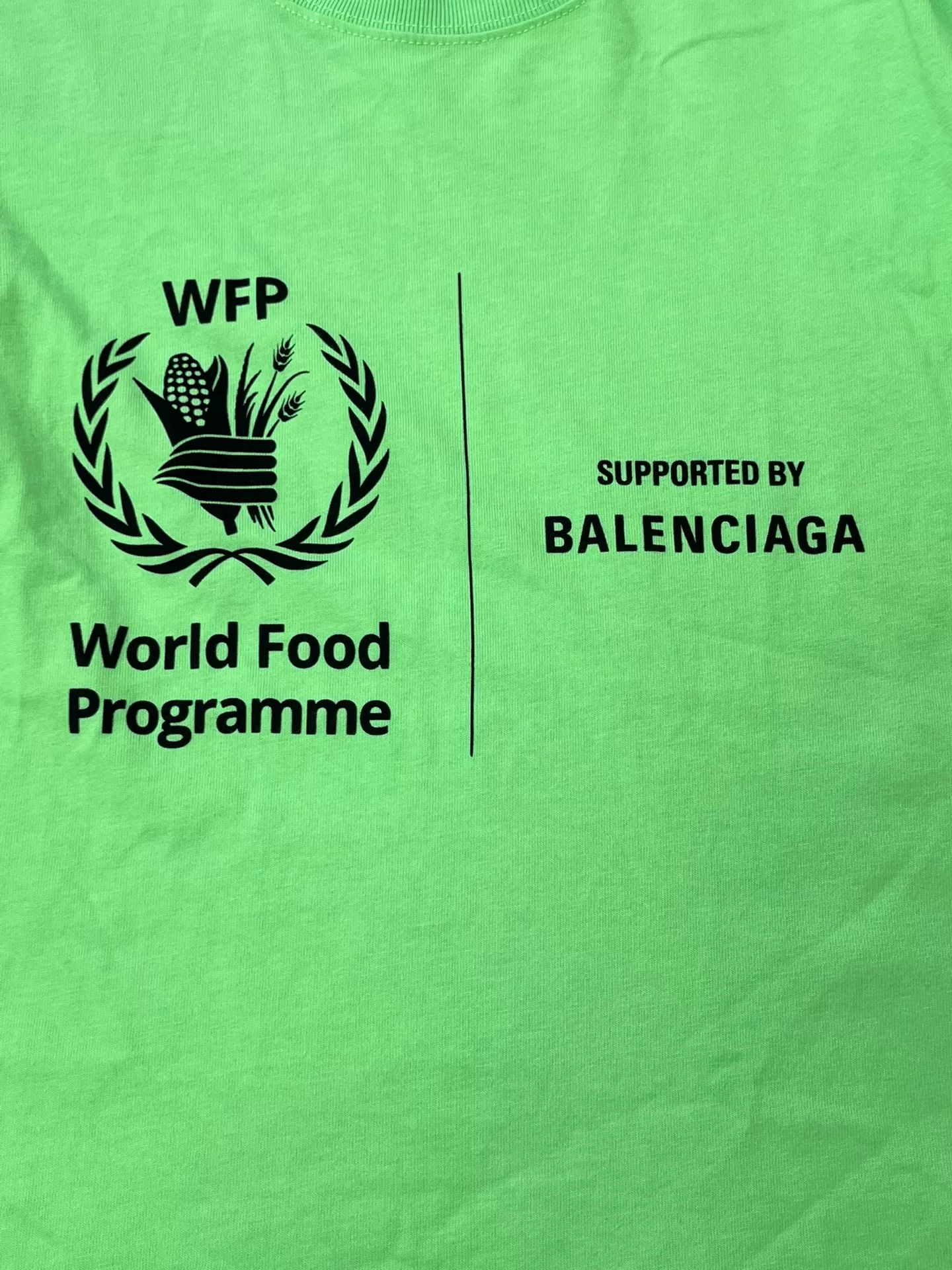 Balenciaga WFP Neon Green Short-Sleeve Tee — back