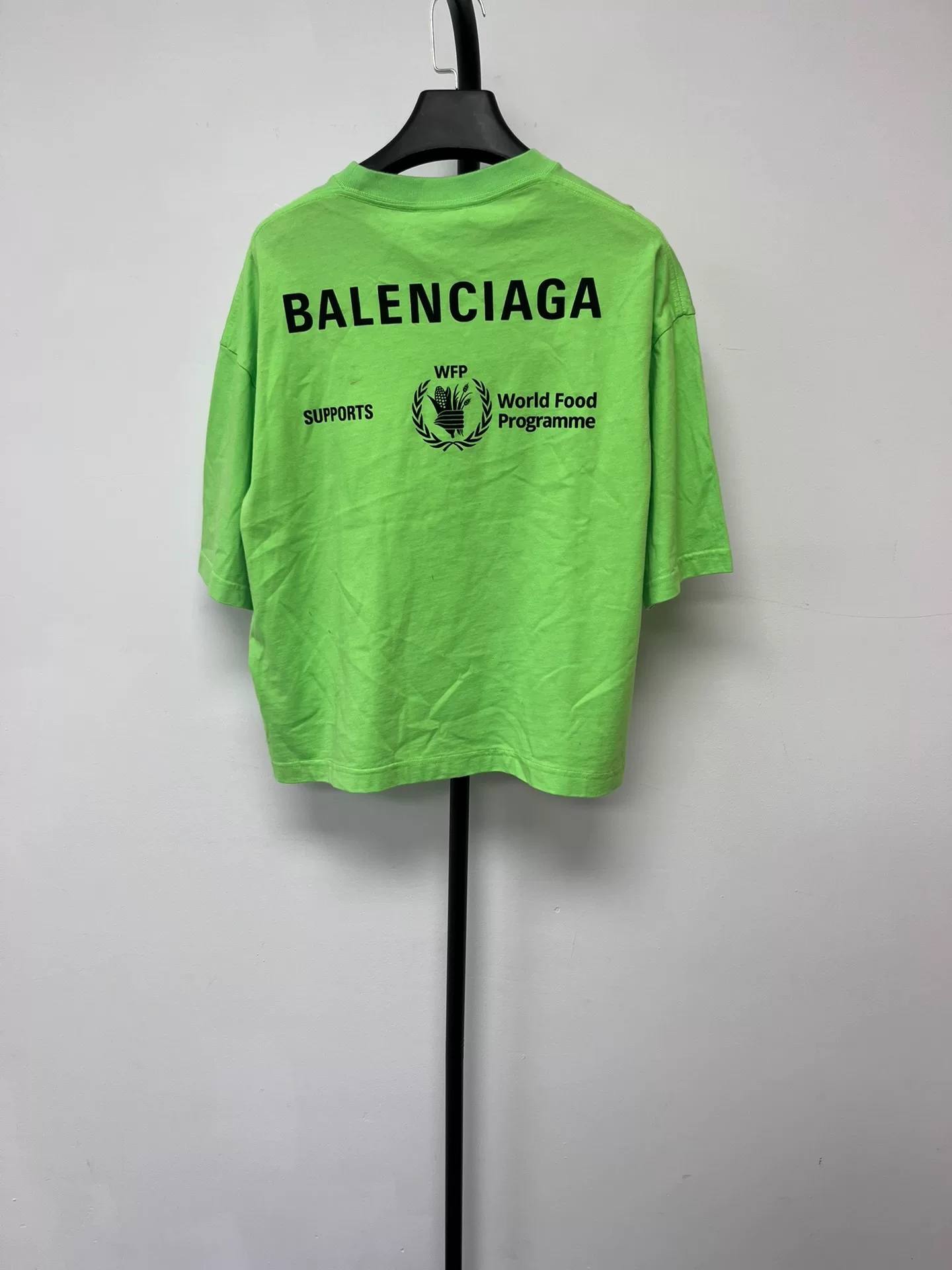 Balenciaga WFP Neon Green Short-Sleeve Tee — front