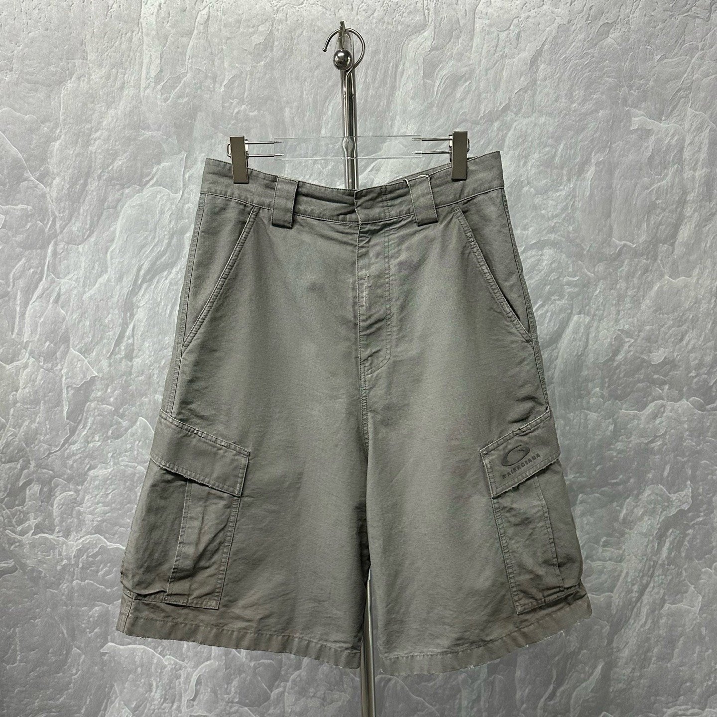 Balenciaga SS25 Distressed Cargo Shorts — front
