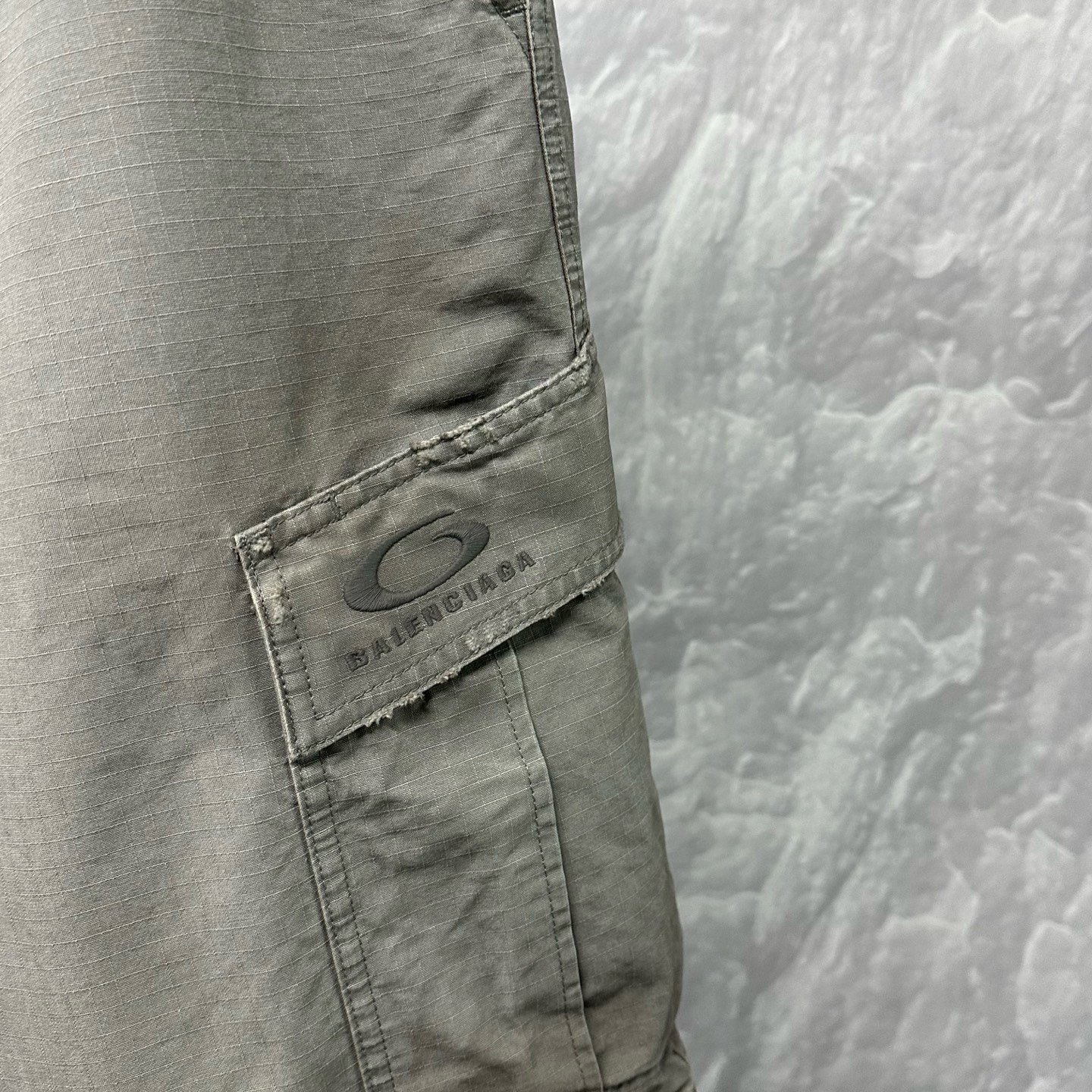Balenciaga SS25 Distressed Cargo Shorts — detail