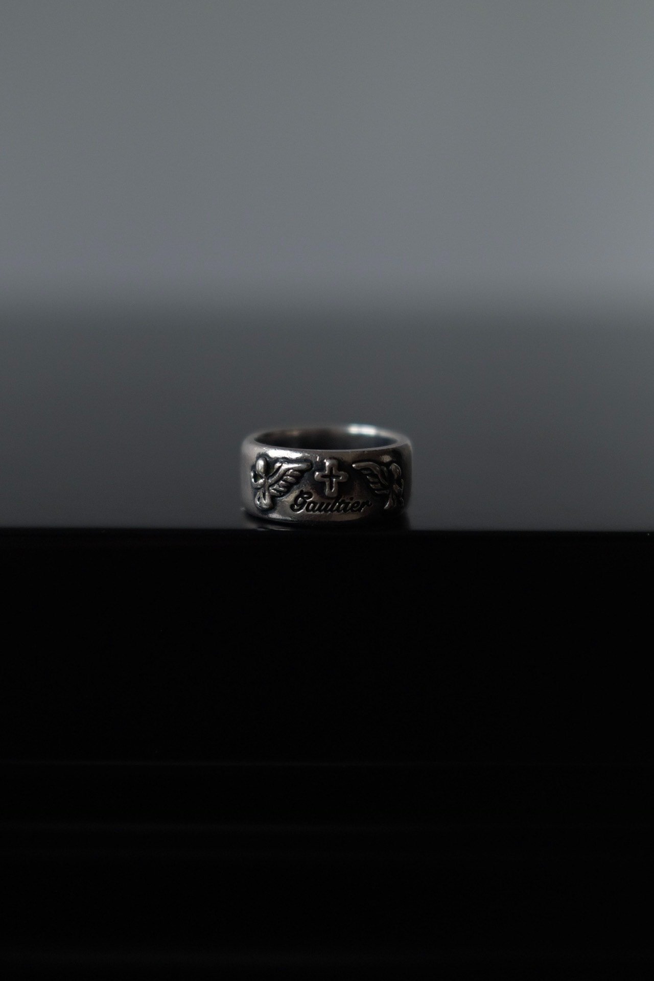 Jean Paul Gaultier Silver Cross Ring — front