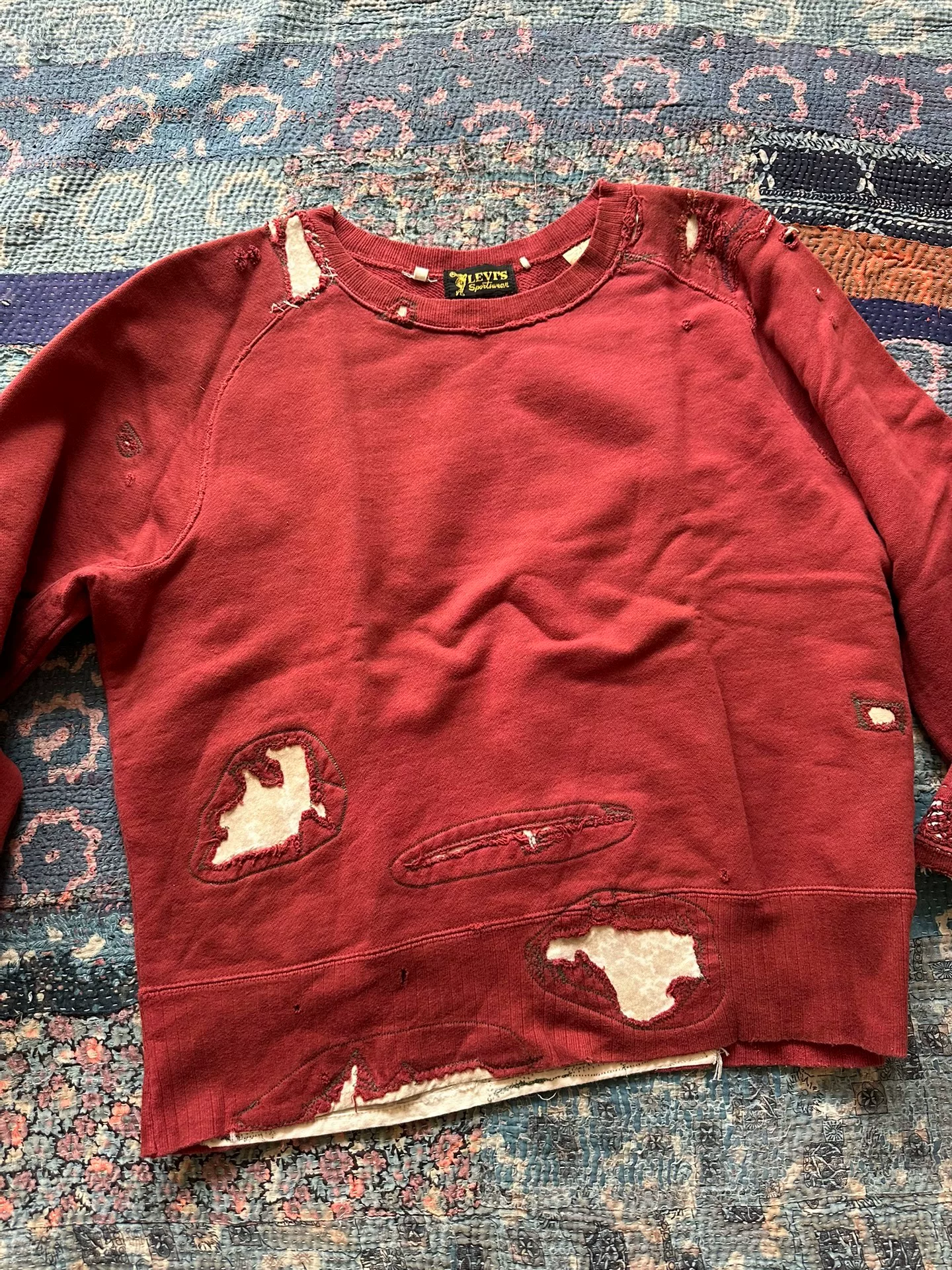 Levi's LVC Red Distressed Crewneck Sweatshirt