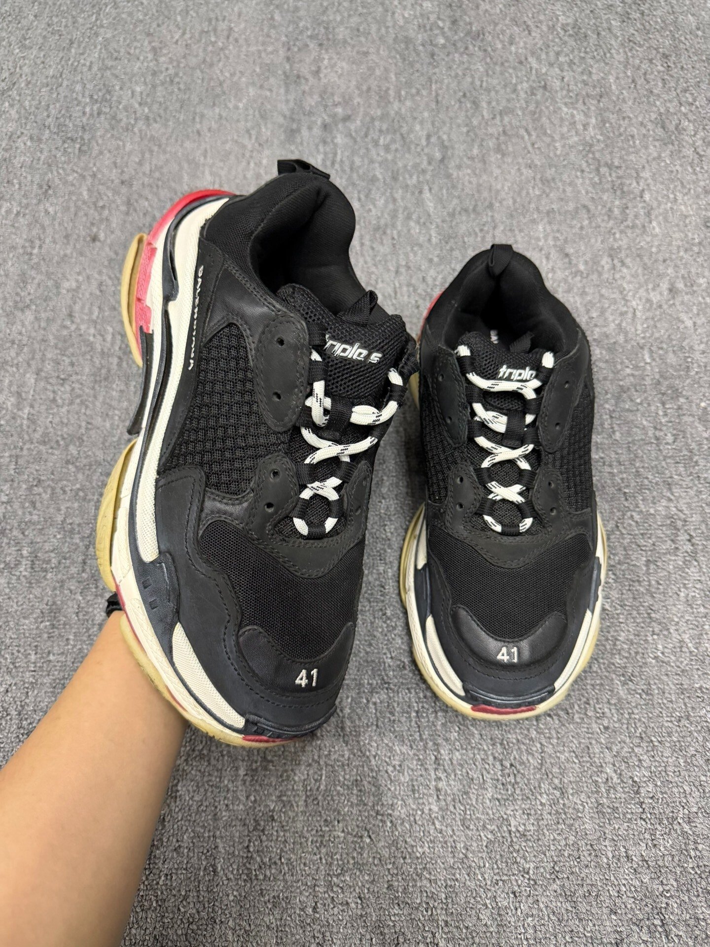 Balenciaga Triple S Black Red US 41 — detail