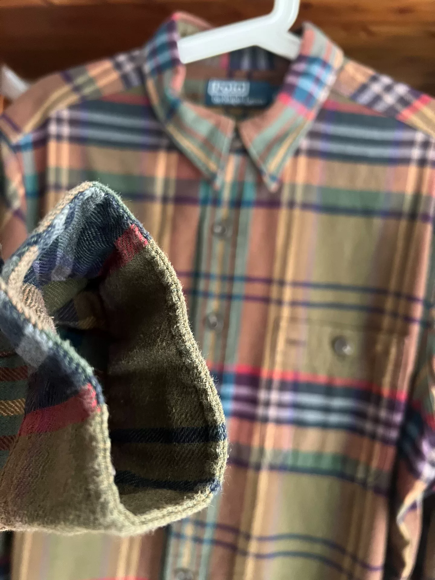 Ralph Lauren Plaid Shirt w/ Suede Elbow — detail