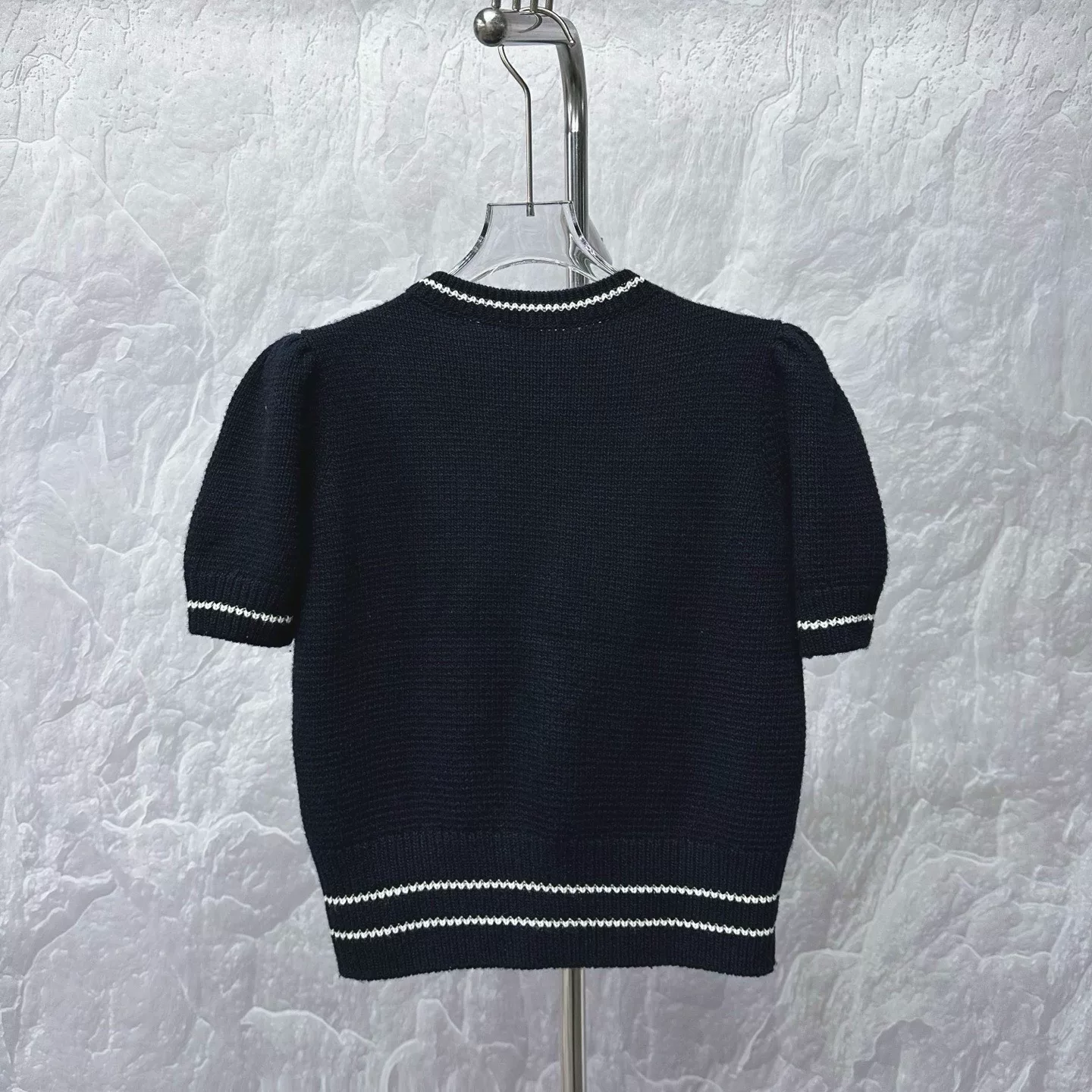 Dior Star Lettering Knit Short-Sleeve Top — detail