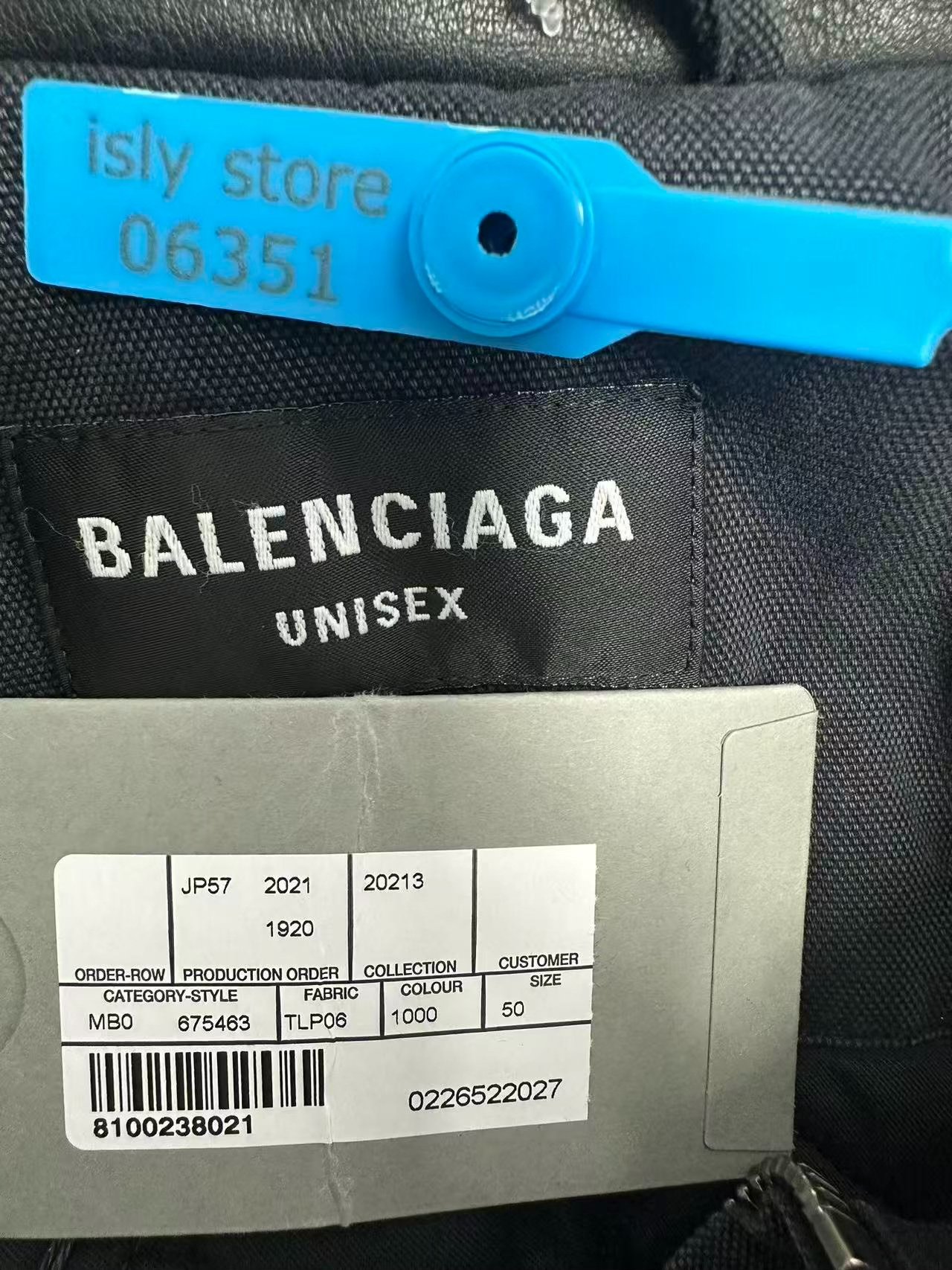 Balenciaga Black Letter Patch Zip Jacket — label