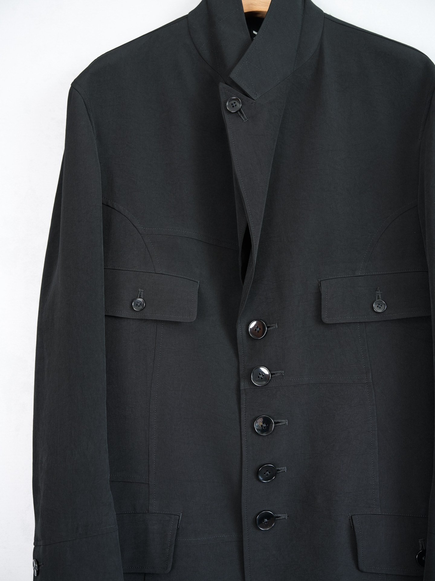 Yohji Yamamoto 25SS Asymmetric Triacetate Coat — label