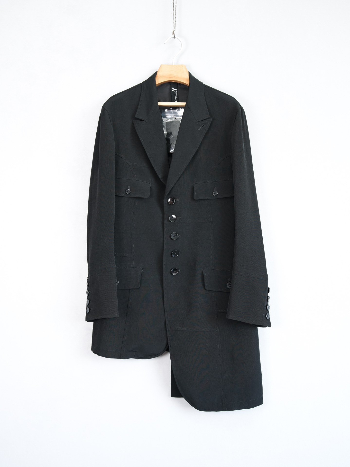 Yohji Yamamoto 25SS Asymmetric Triacetate Coat — front