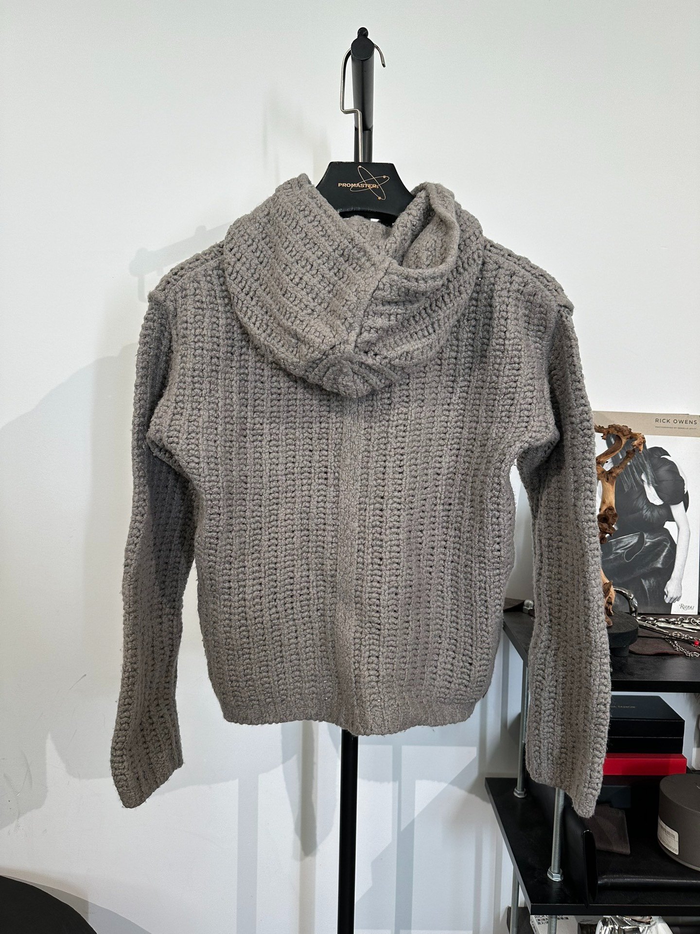 Rick Owens Knitted Hooded Sweater Coat — front