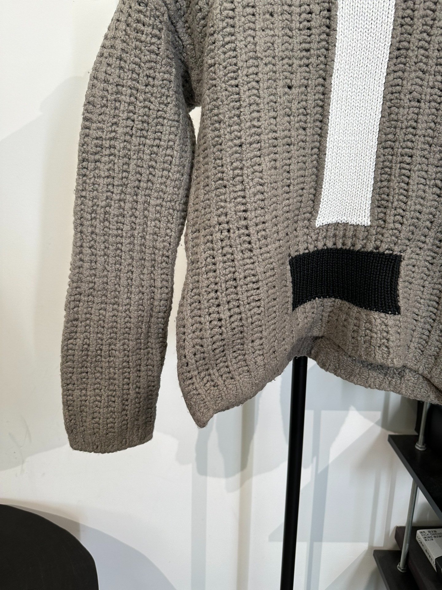 Rick Owens Knitted Hooded Sweater Coat — label
