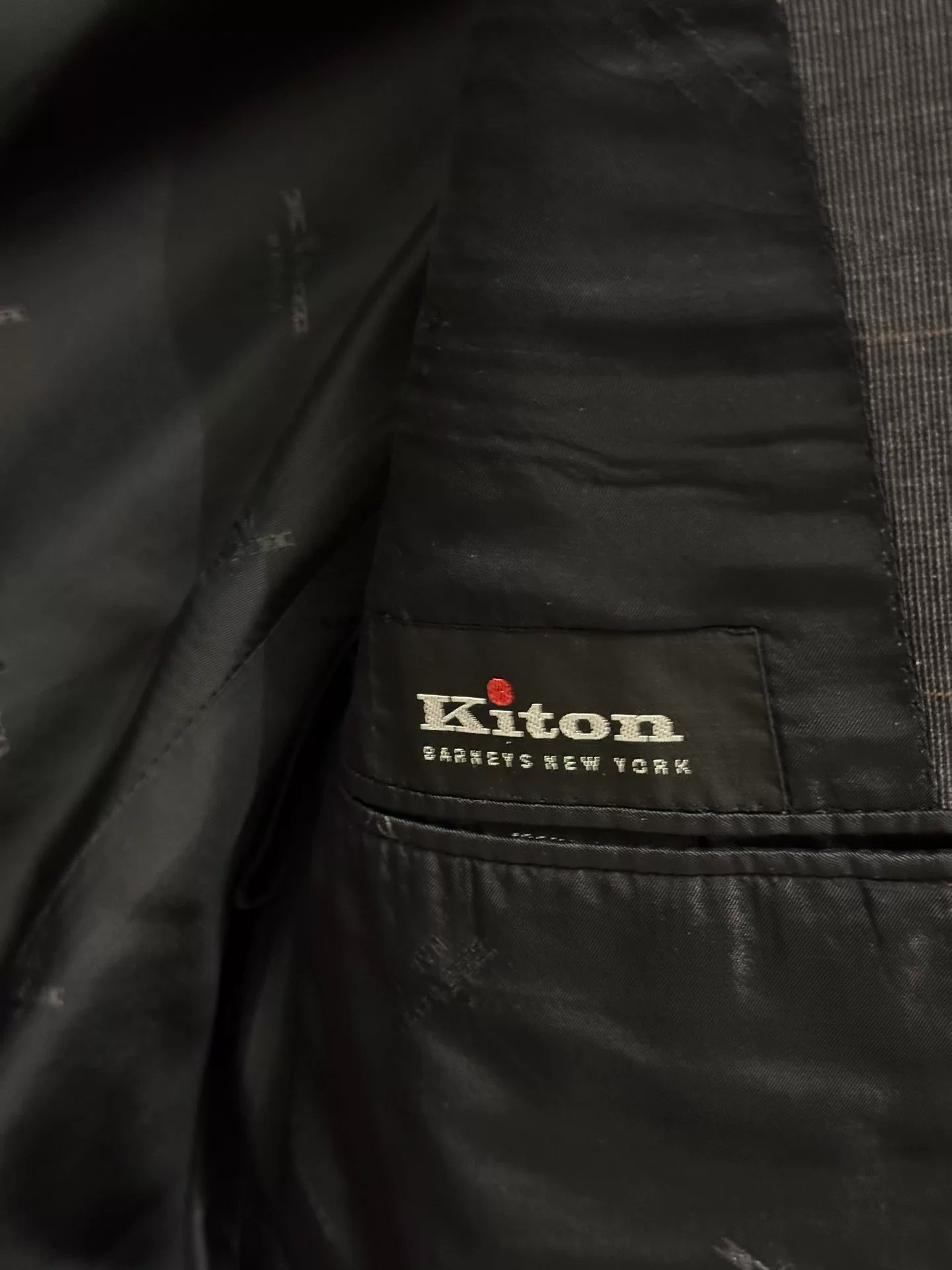 Kiton 180S Gray Plaid Suit — label
