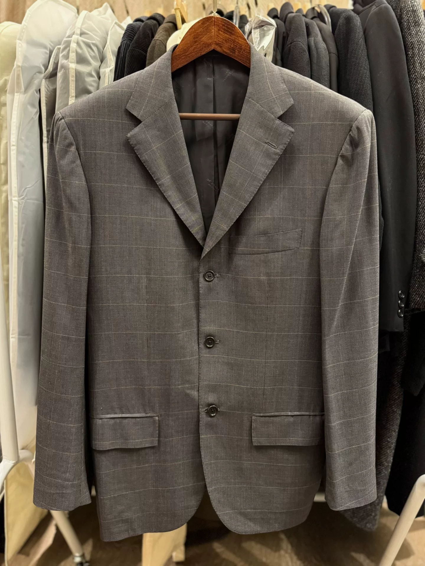 Kiton 180S Gray Plaid Suit