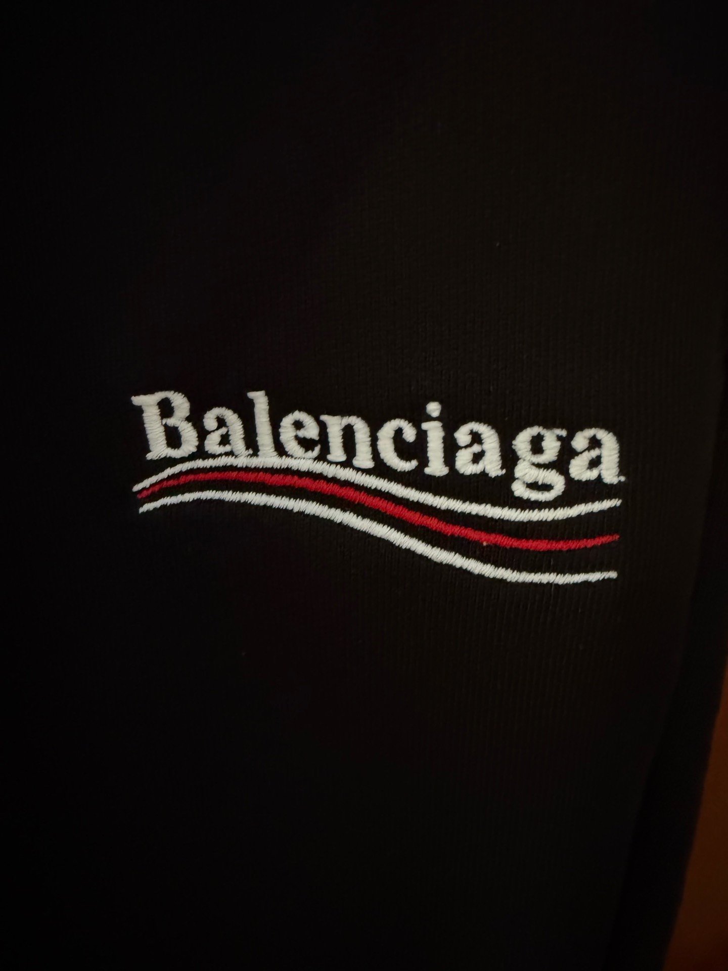 Balenciaga Coke Wave Embroidered Straight Sweatpants — detail