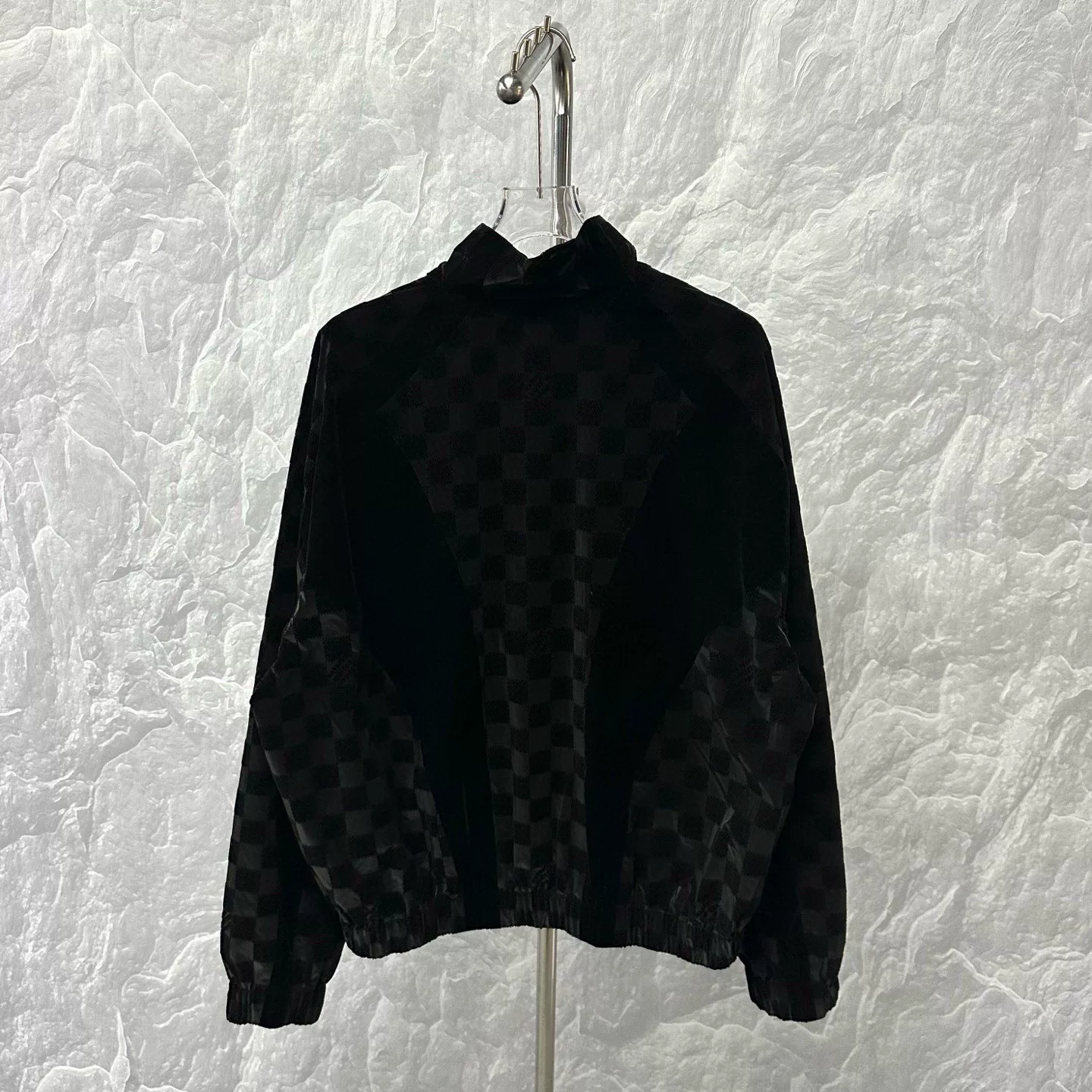 Louis Vuitton SS25 Checkerboard Flocked Jacket — detail