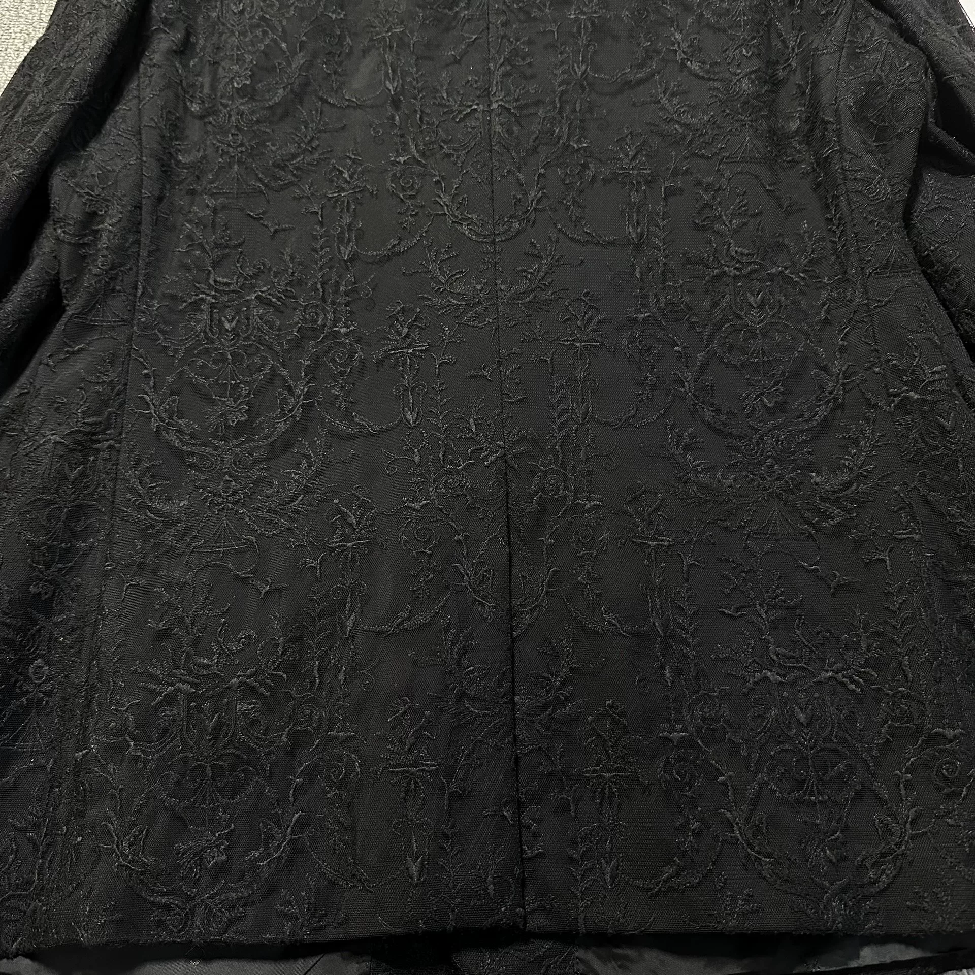 Dior Black Embossed Floral Embroidery Suit — back