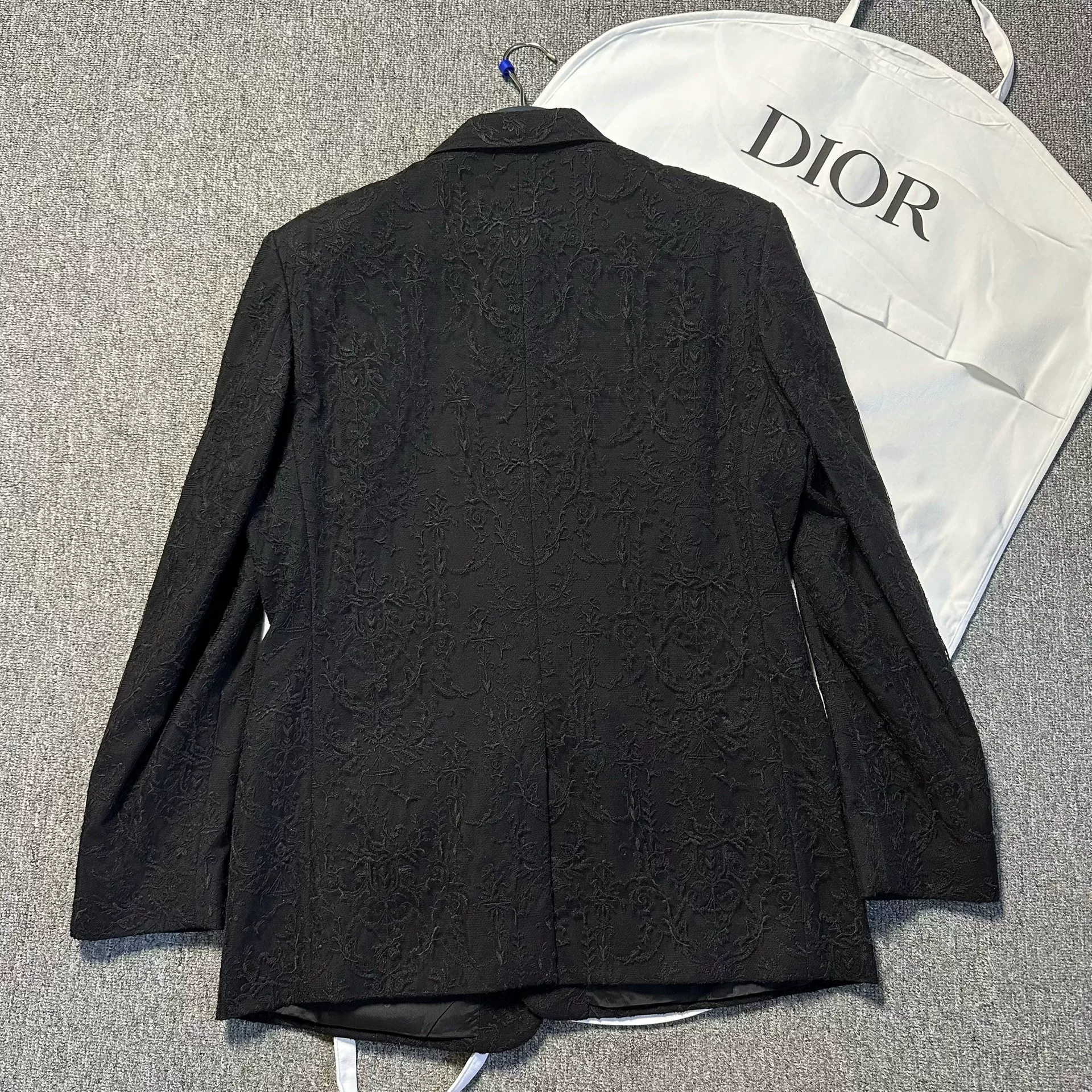 Dior Black Embossed Floral Embroidery Suit — detail