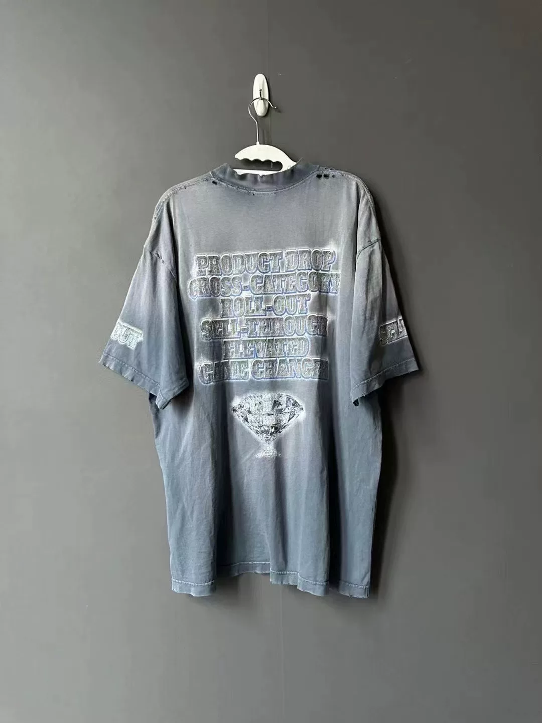 Balenciaga Oversized Washed Distressed T-Shirt — front