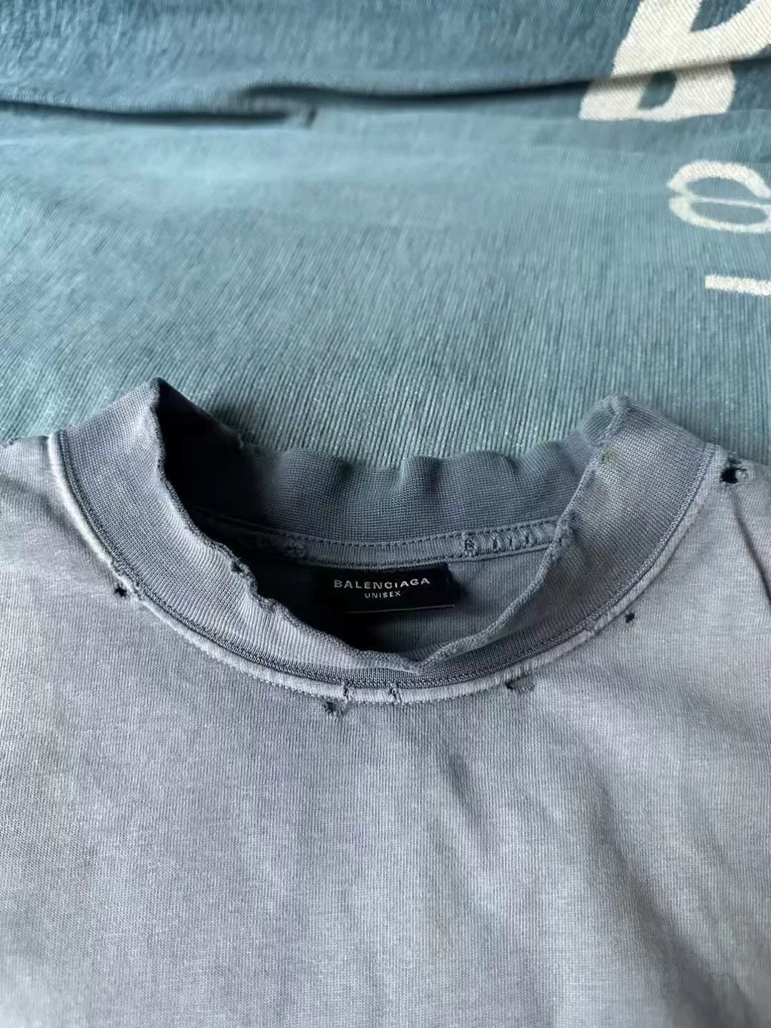 Balenciaga Oversized Washed Distressed T-Shirt — detail