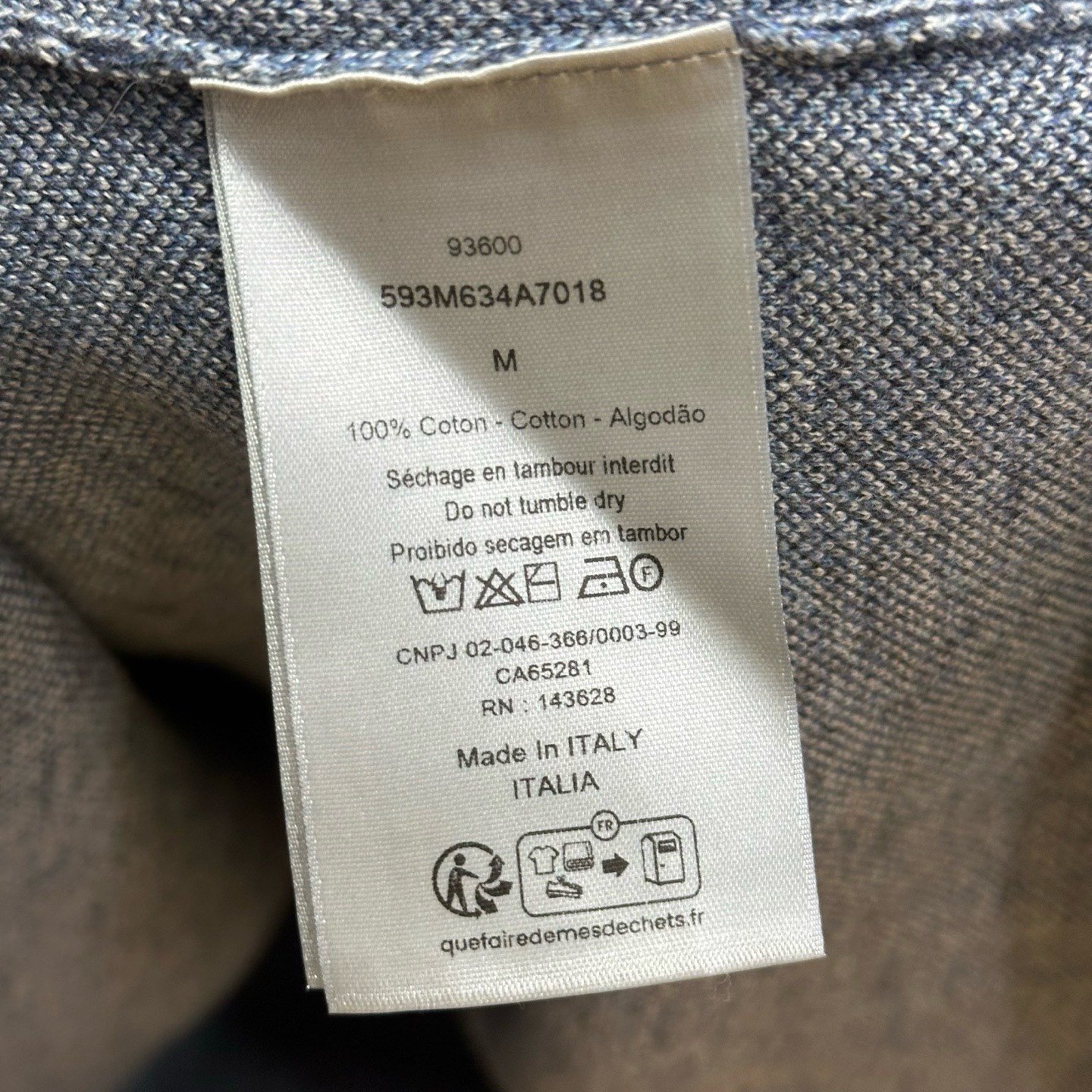 Dior FW25 Oblique Print Short-Sleeve Shirt — label