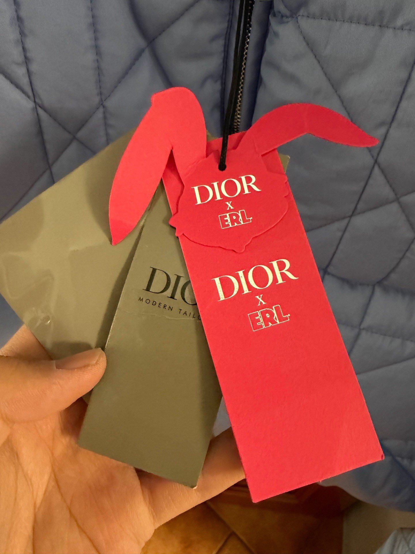 Dior x ERL Blue Quilted Down Jacket — back