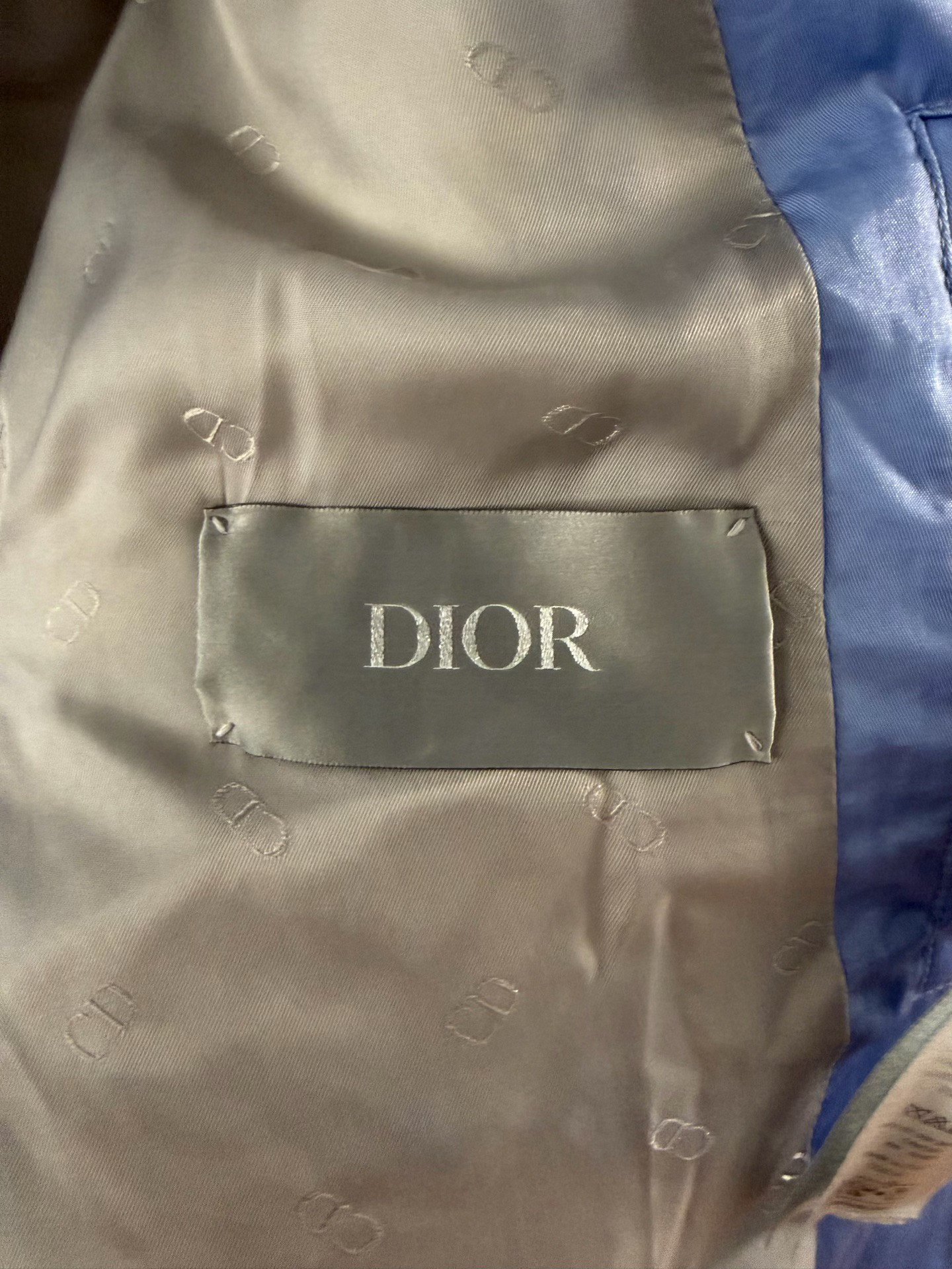 Dior x ERL Blue Quilted Down Jacket — label