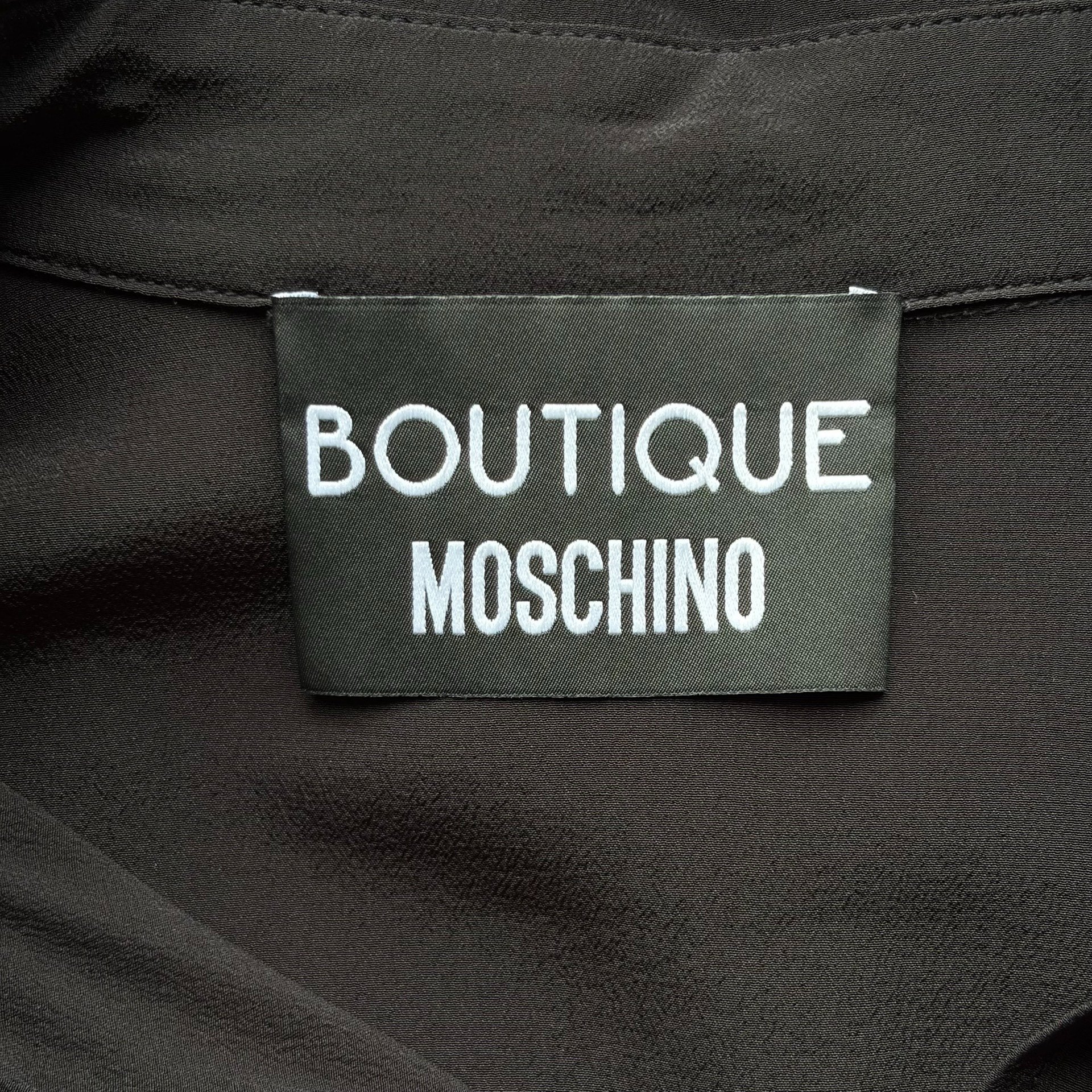 Moschino Chain Trim Silk Shirt — label