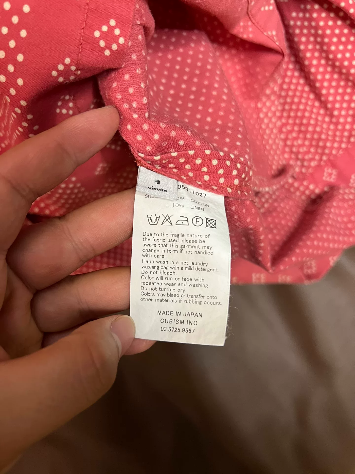 visvim Red Polka Dot Shirt — label