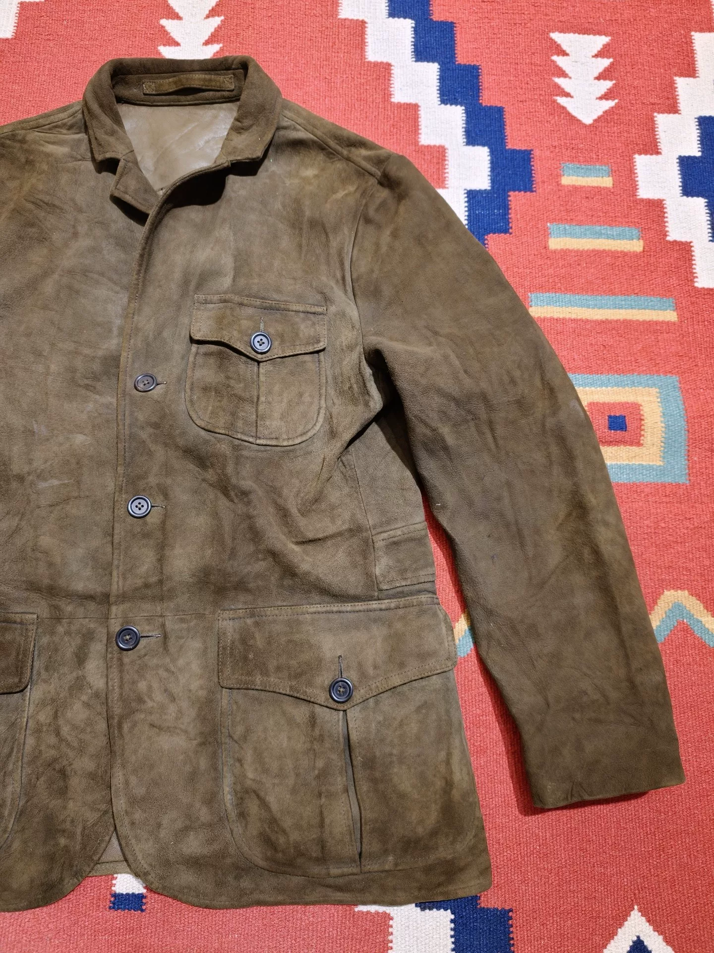 Ralph Lauren RRL Vintage Suede Leather Jacket — detail