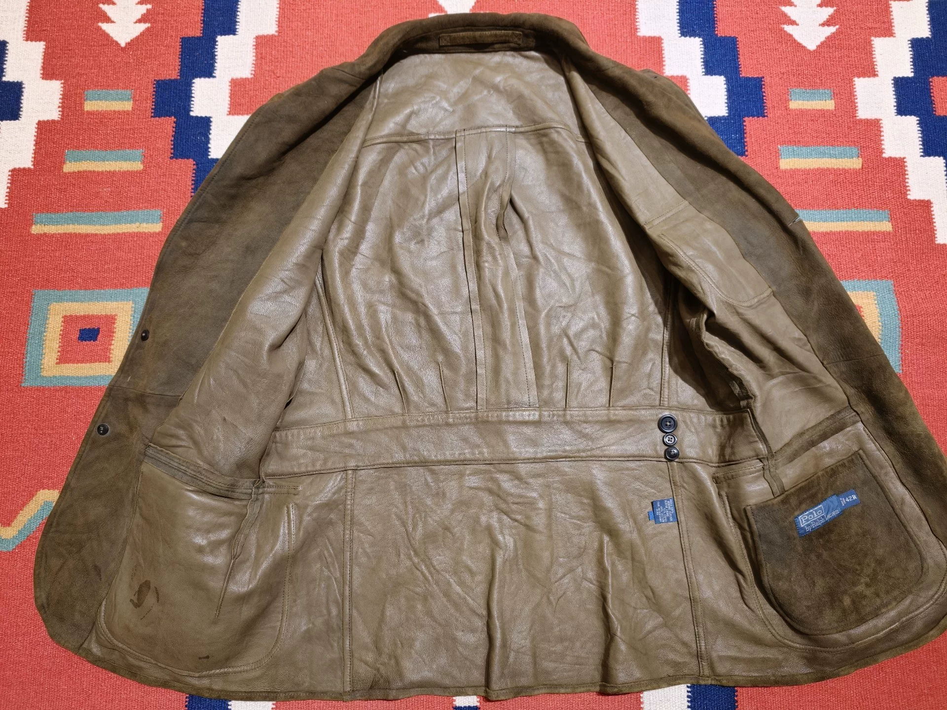 Ralph Lauren RRL Vintage Suede Leather Jacket — label