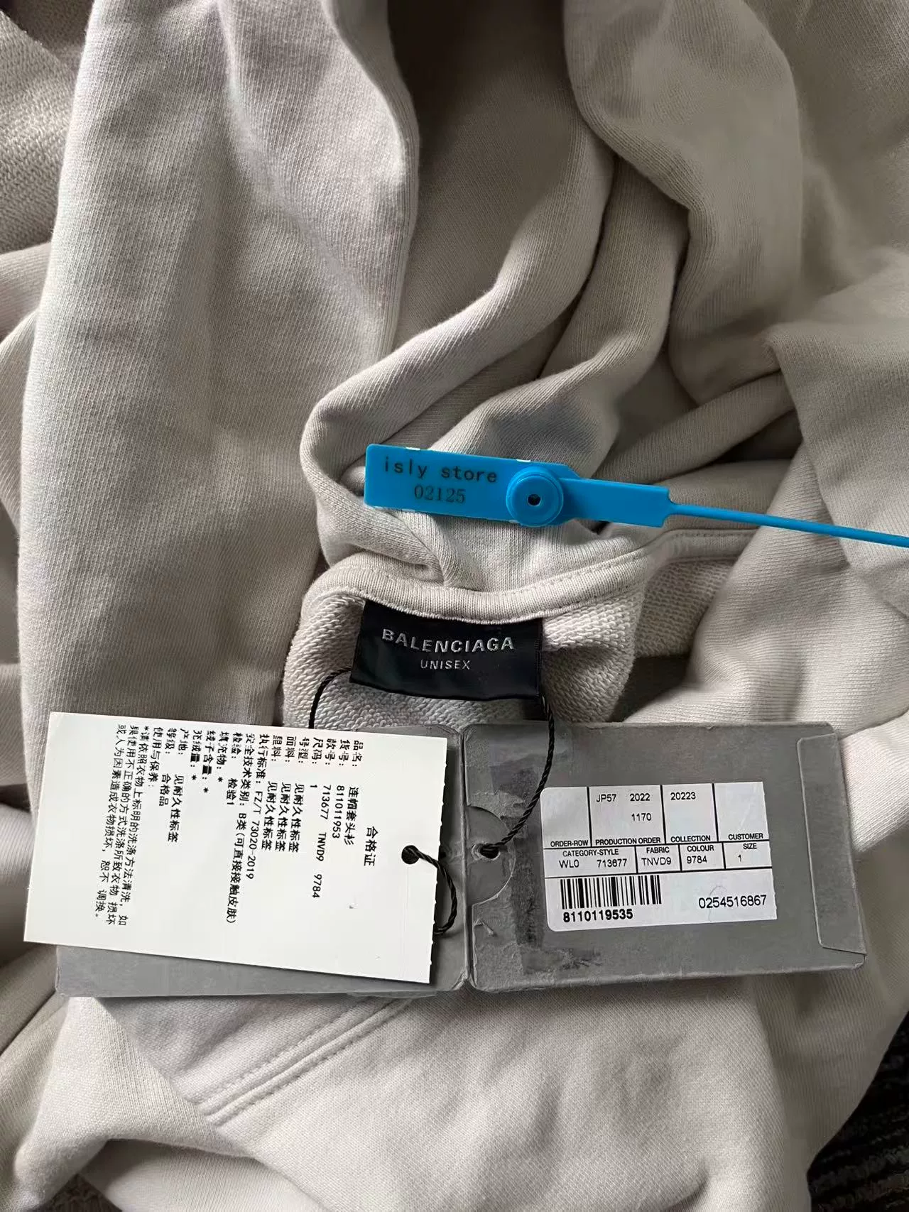 Balenciaga Beige Logo Print Loose Hoodie — back