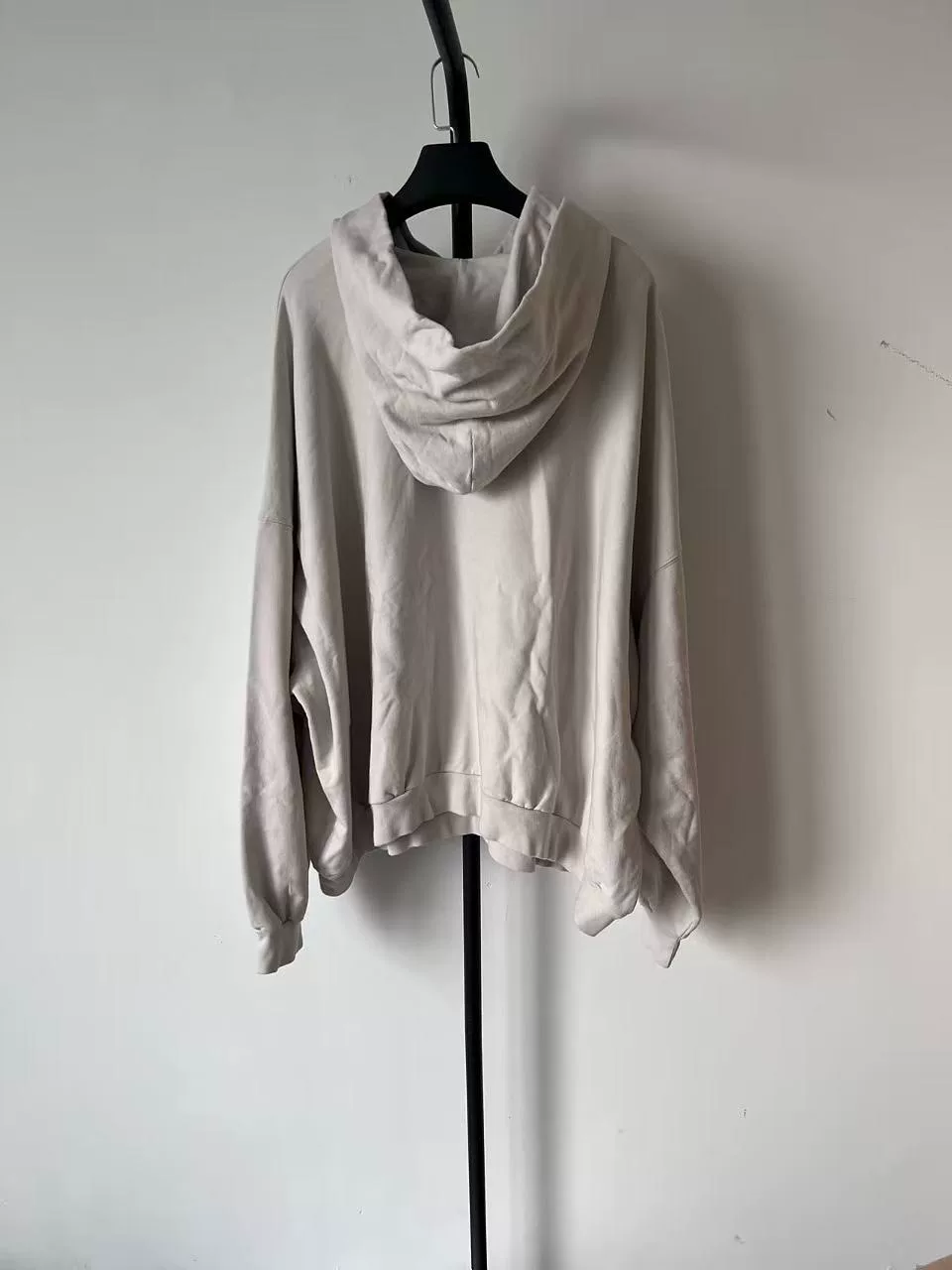 Balenciaga Beige Logo Print Loose Hoodie — front