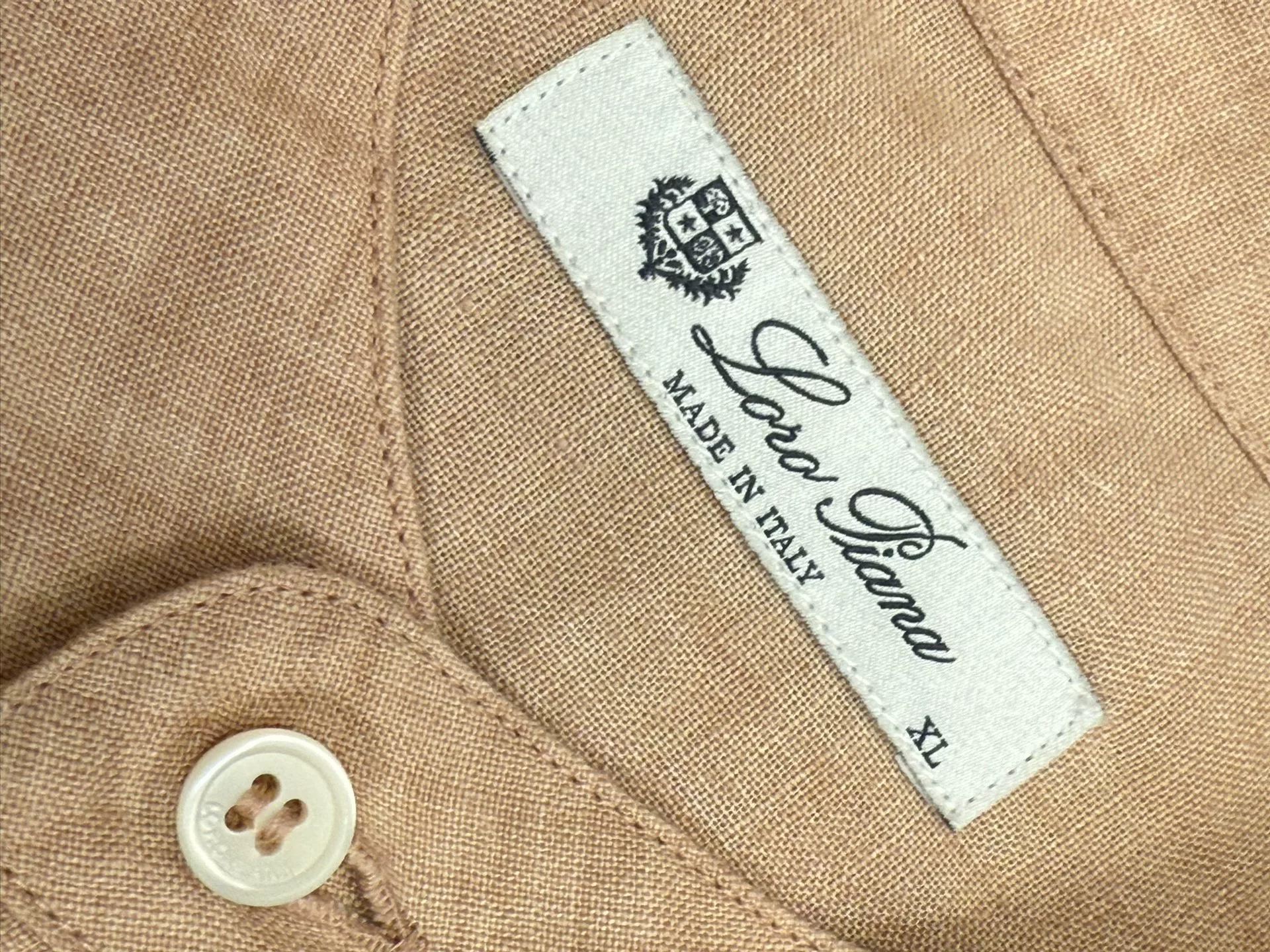 Loro Piana Pink Linen Shirt XL — detail