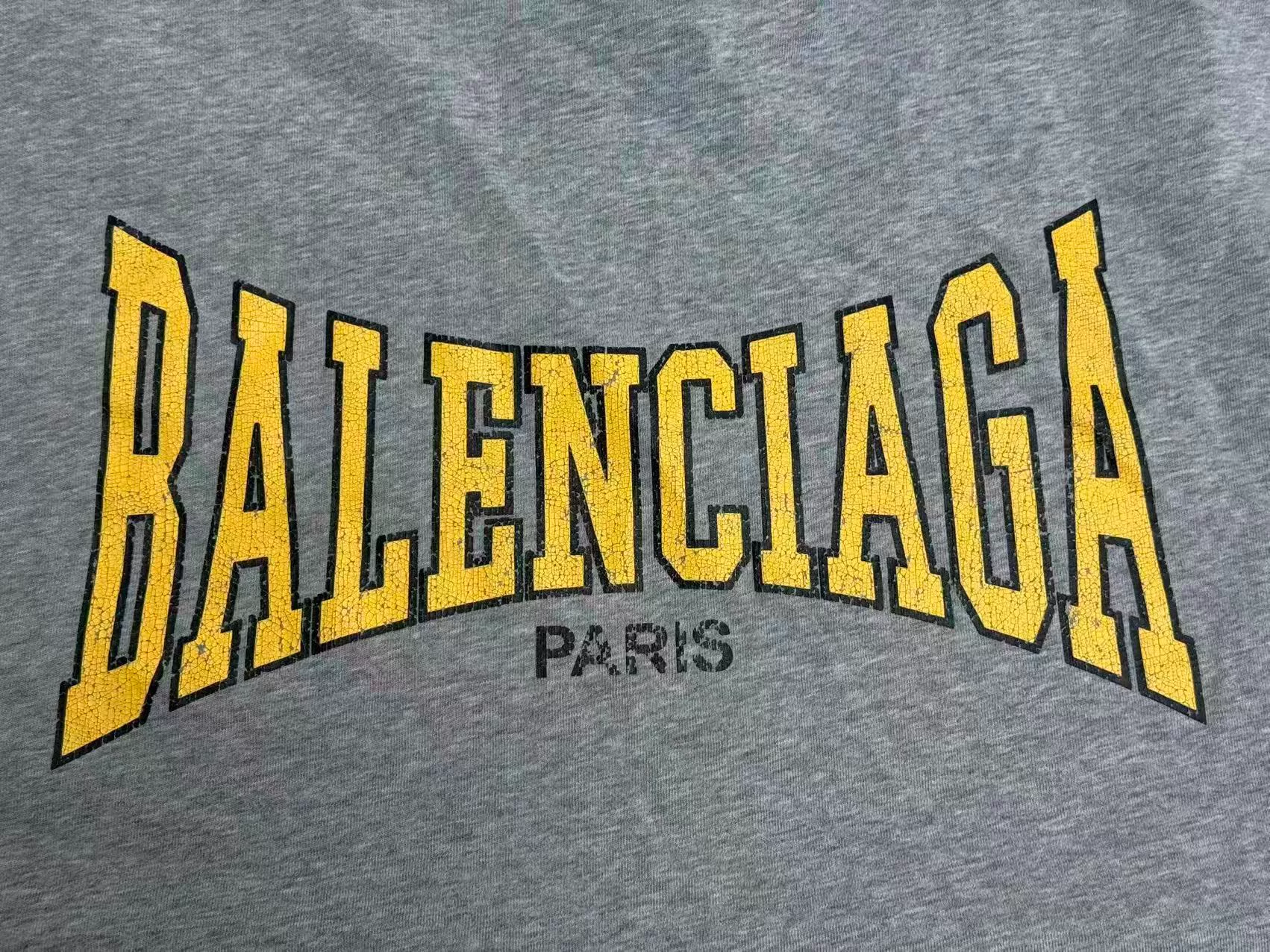 Balenciaga Gray Letter Print Short-Sleeve T-Shirt — detail