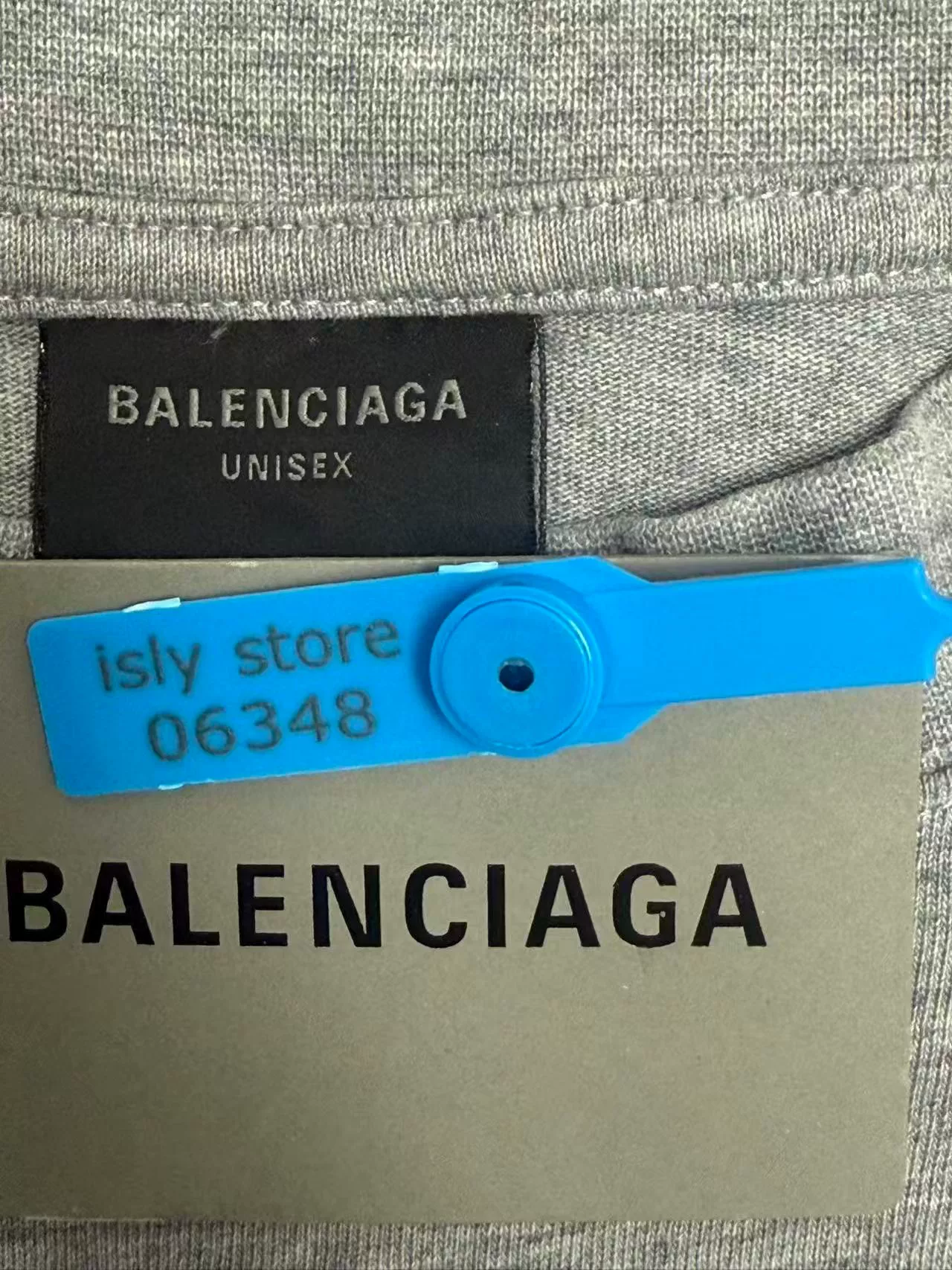 Balenciaga Gray Letter Print Short-Sleeve T-Shirt — back