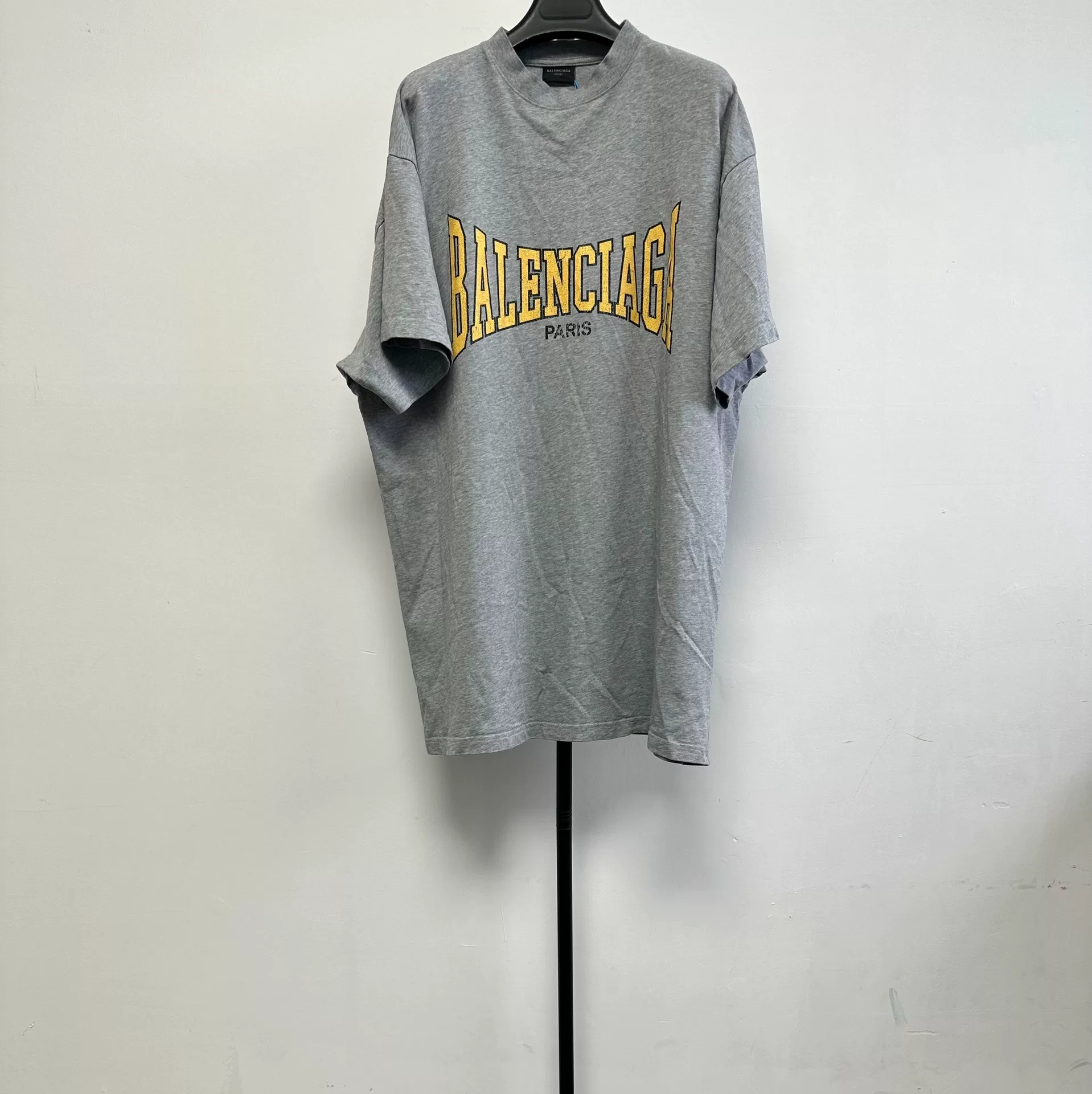 Balenciaga Gray Letter Print Short-Sleeve T-Shirt