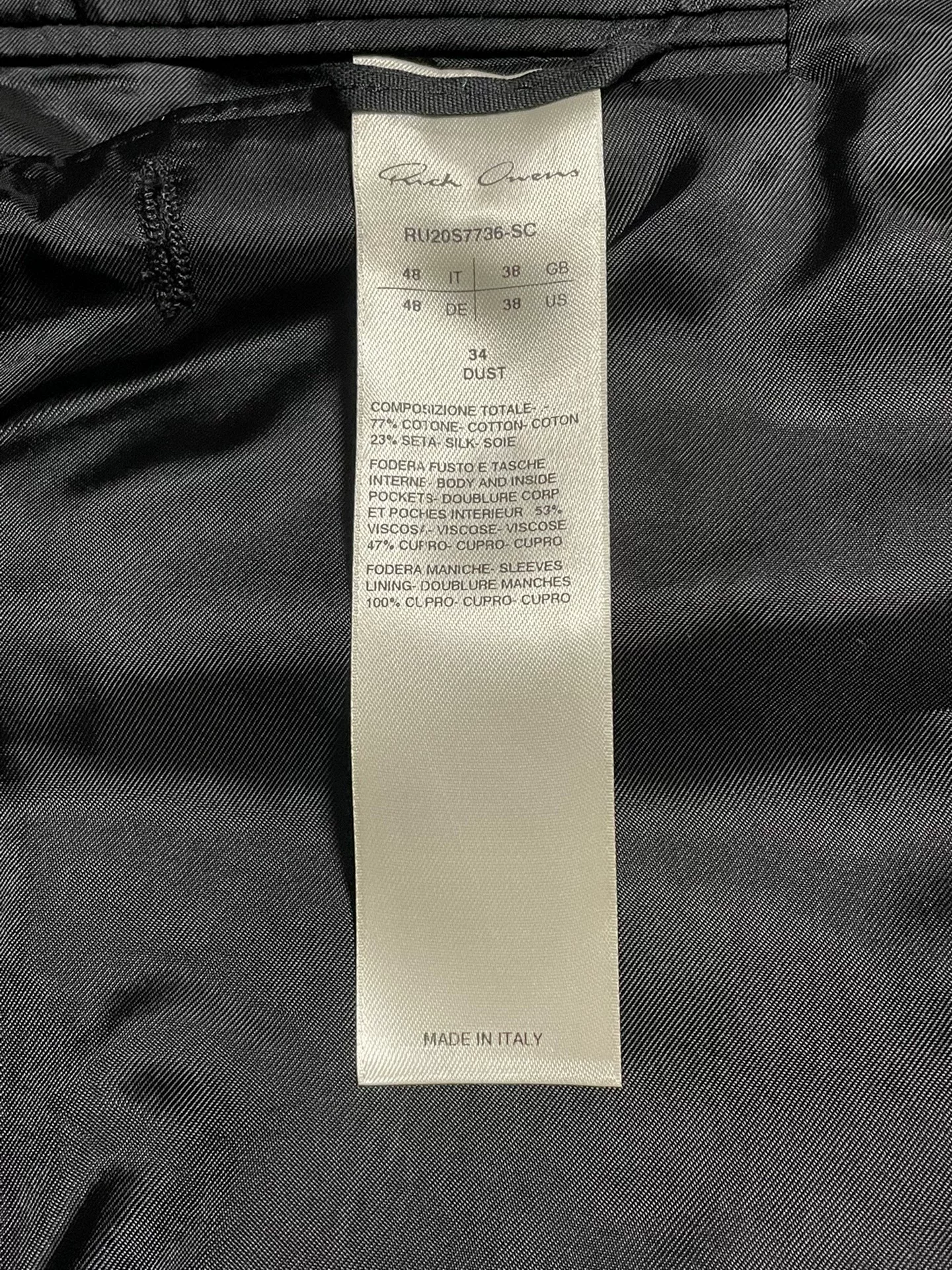 Rick Owens Double-Breasted Suit Jacket — detail