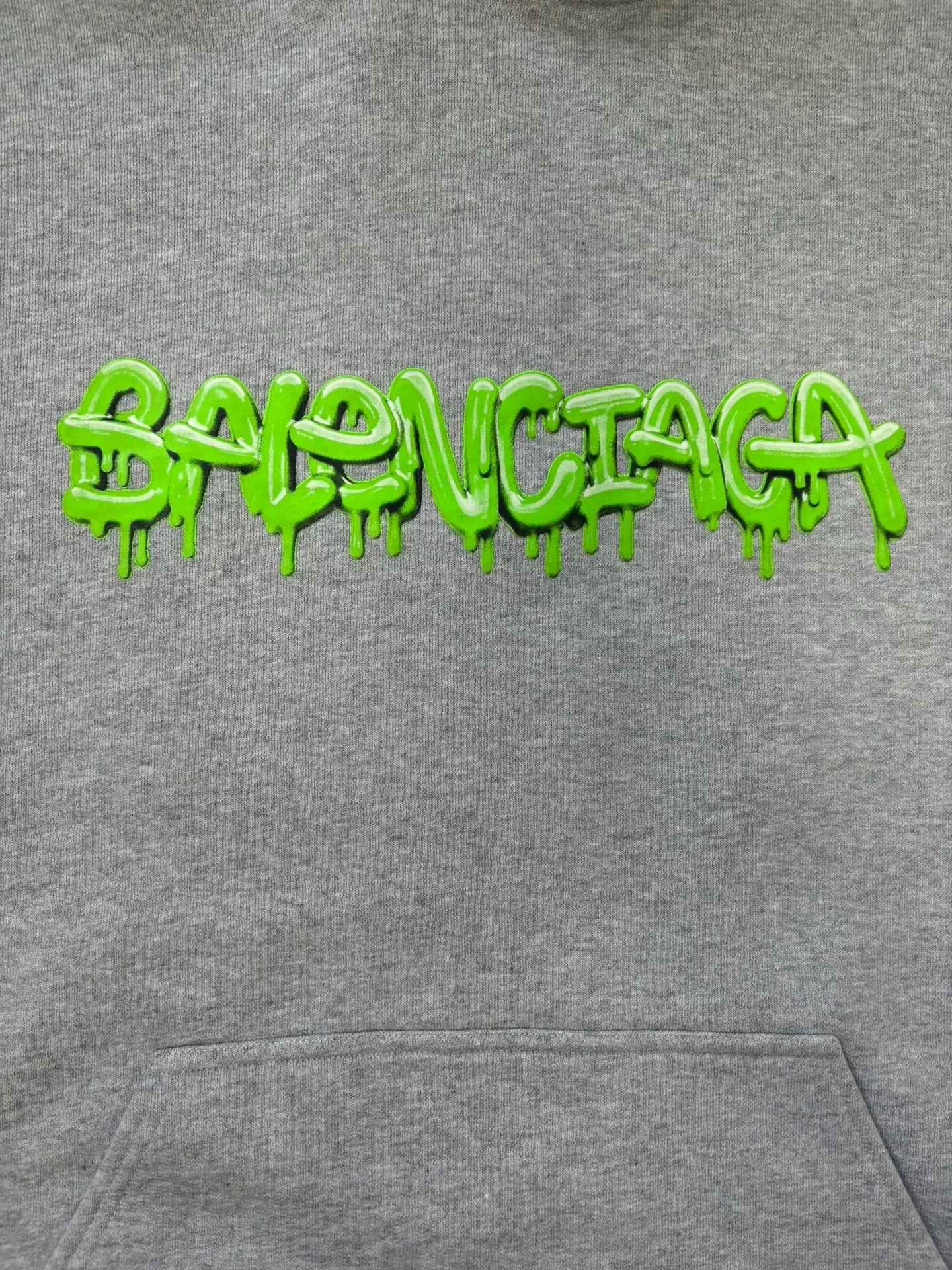 Balenciaga SS22 Gray Slime Hoodie — detail