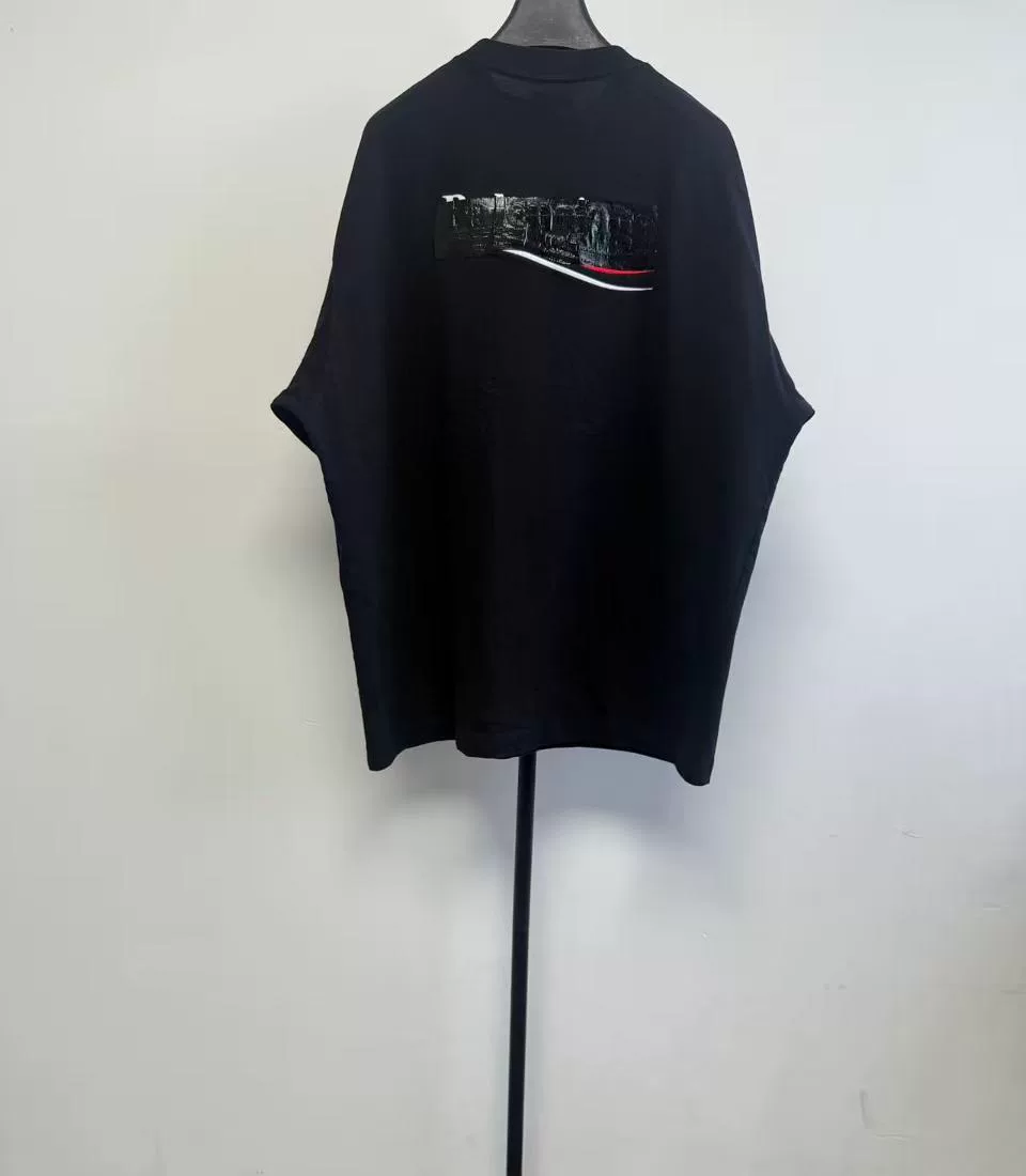 Balenciaga Black Logo Crew Neck T-Shirt — front