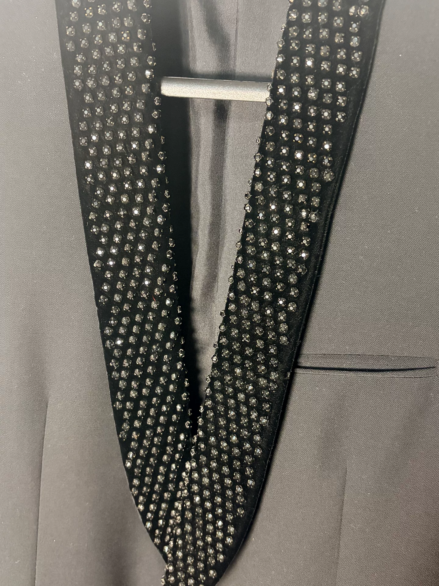 Saint Laurent Diamond Shawl Collar Suit Jacket — detail