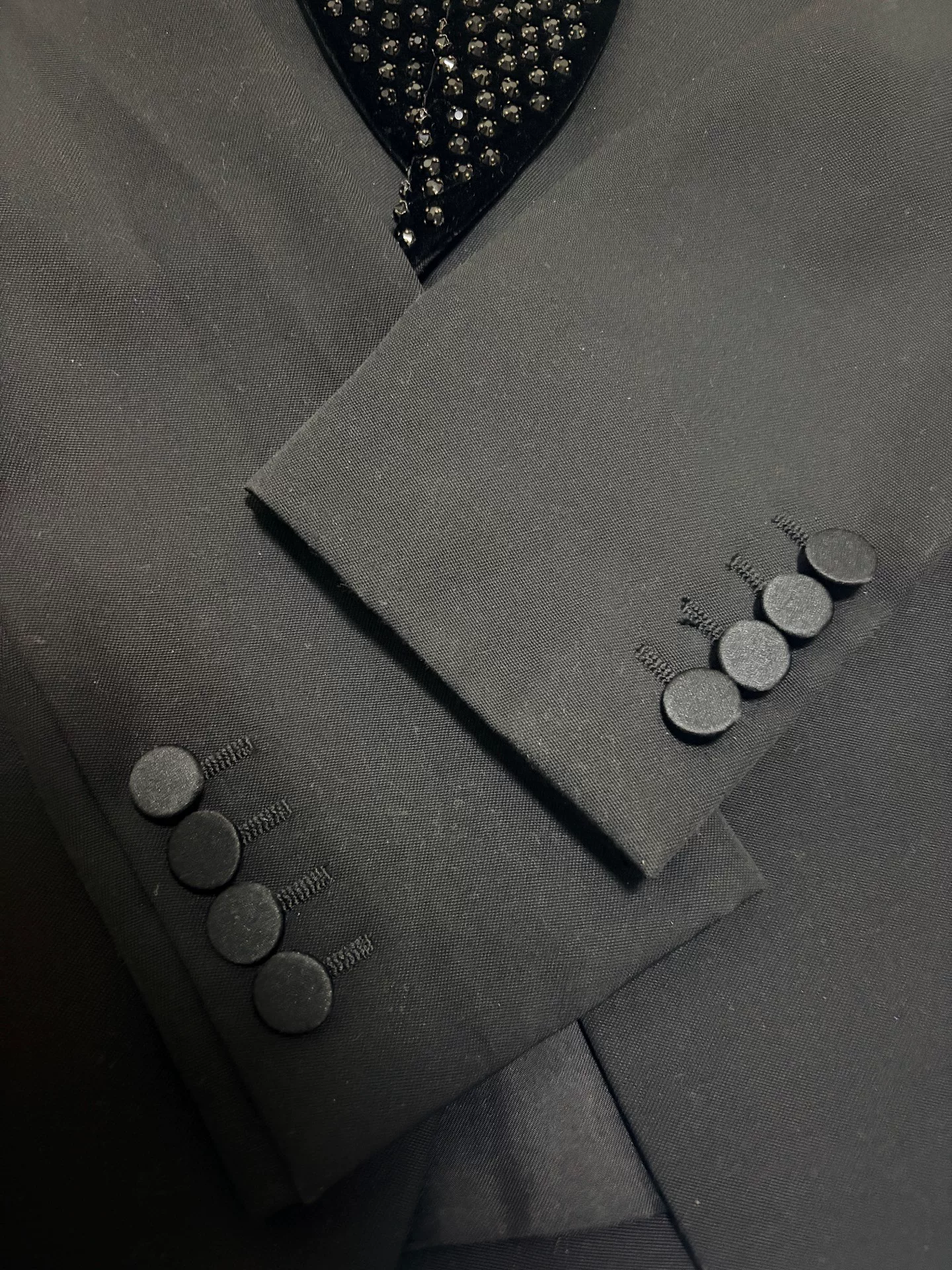 Saint Laurent Diamond Shawl Collar Suit Jacket — back