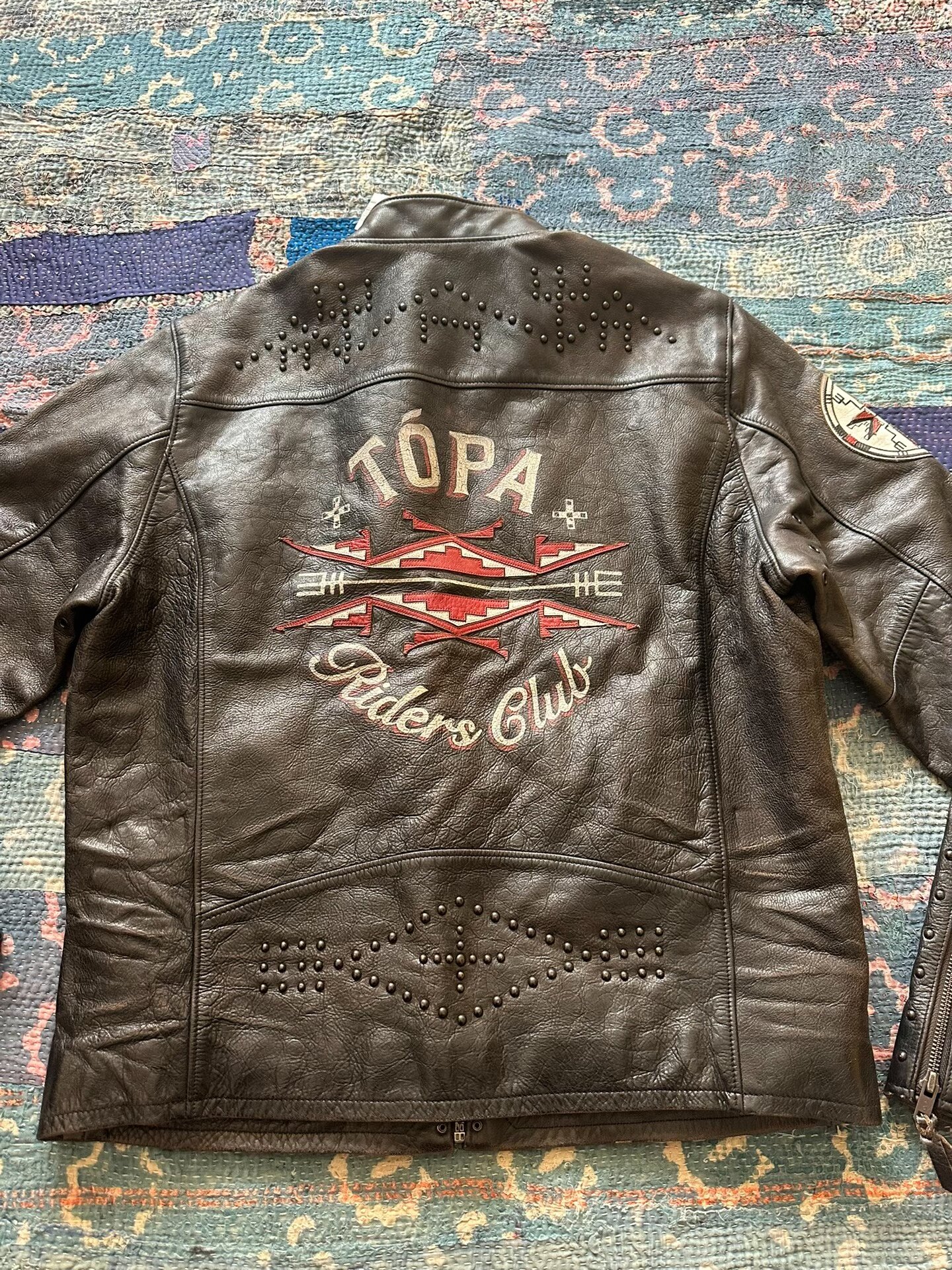Polo Ralph Lauren Distressed Rivet Biker Jacket — front