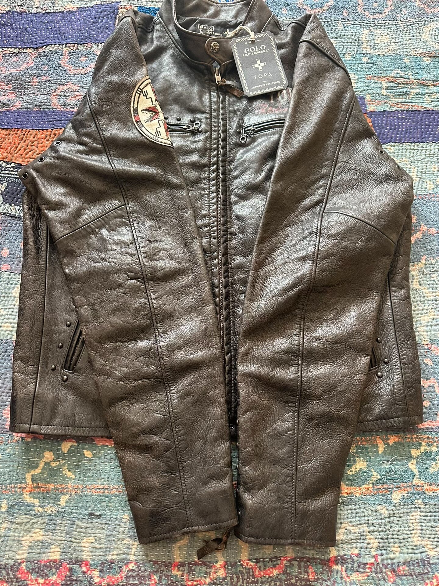 Polo Ralph Lauren Distressed Rivet Biker Jacket — back